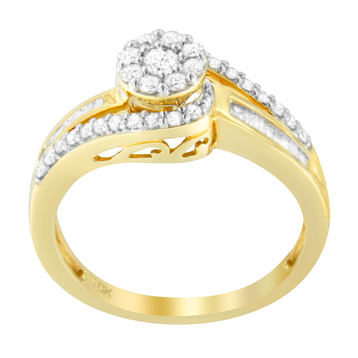 10K Yellow Gold Diamond Cluster Ring (1/2 Cttw, I-J Color, I2-I3 Clarity) - Size 6 - LinkagejewelrydesignLinkagejewelrydesign
