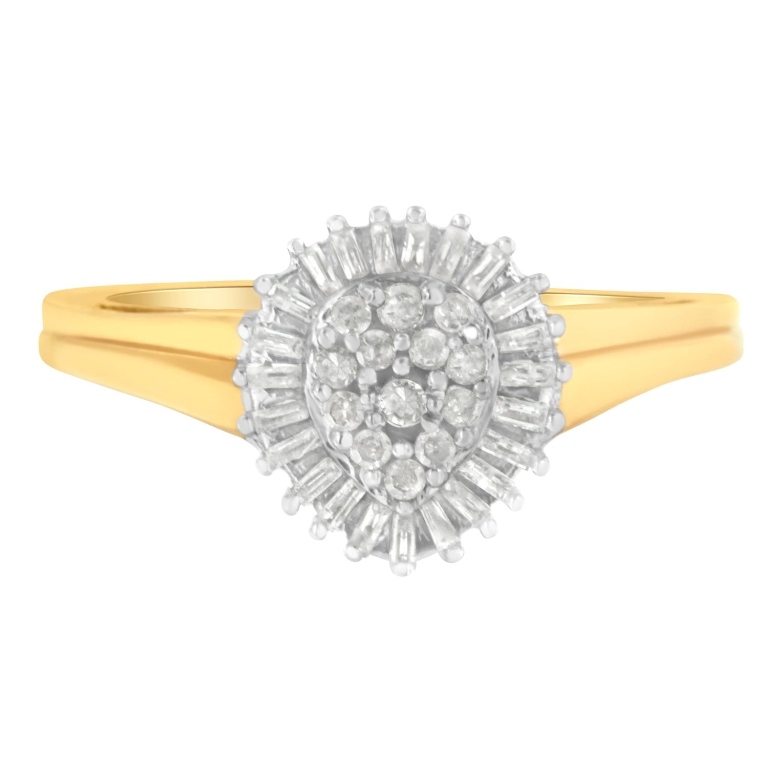 10K Yellow Gold Diamond Cluster Ring (1/4 Cttw, I-J Color, I2-I3 Clarity) - Size 6 - LinkagejewelrydesignLinkagejewelrydesign