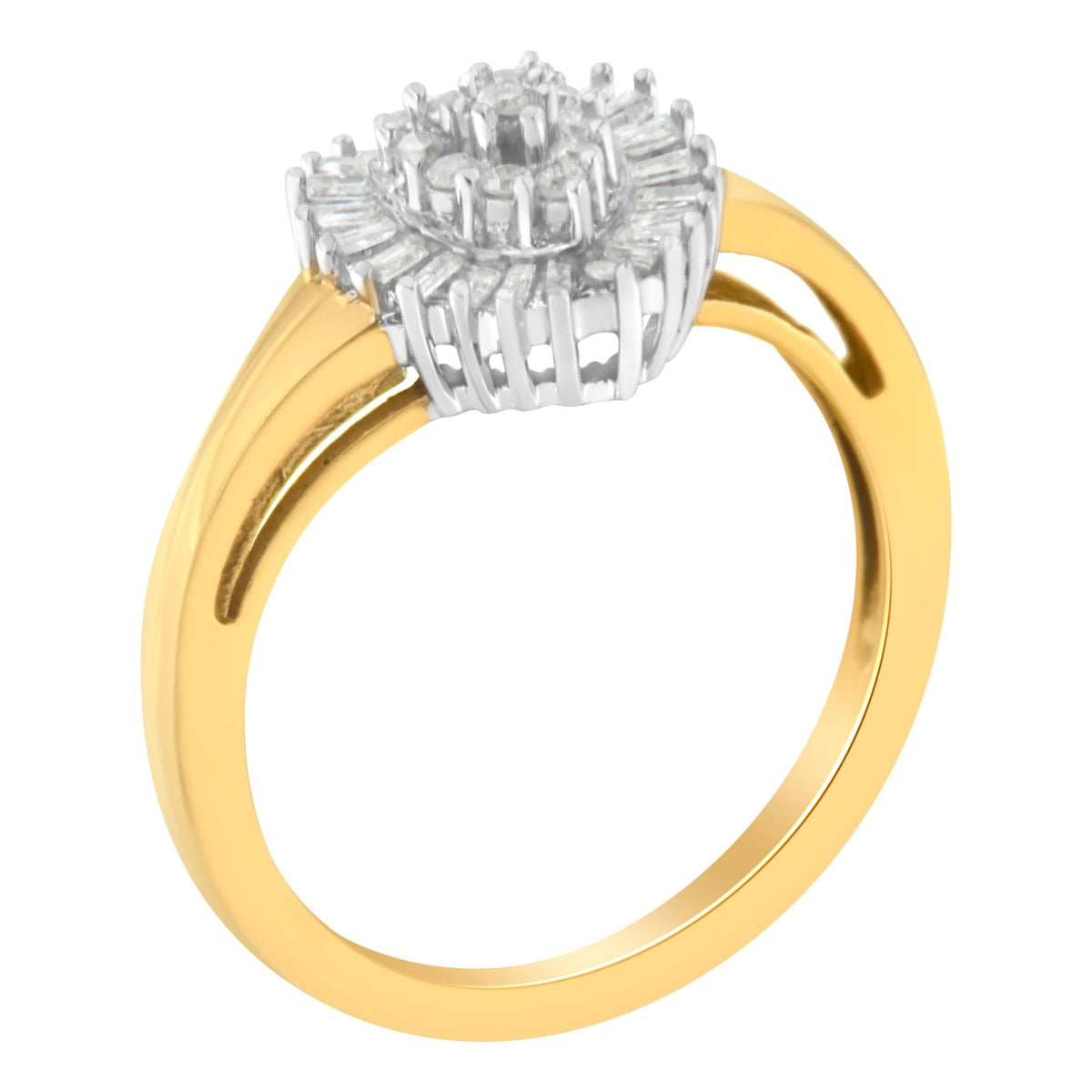 10K Yellow Gold Diamond Cluster Ring (1/4 Cttw, I-J Color, I2-I3 Clarity) - Size 6 - LinkagejewelrydesignLinkagejewelrydesign