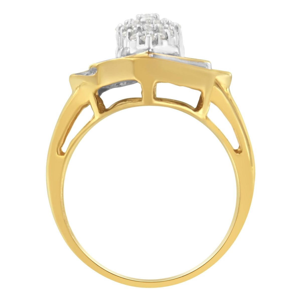 10K Yellow Gold Diamond Cluster Ring (3/4 Cttw, J-K Color, I2-I3 Clarity) - Size 6 - LinkagejewelrydesignLinkagejewelrydesign