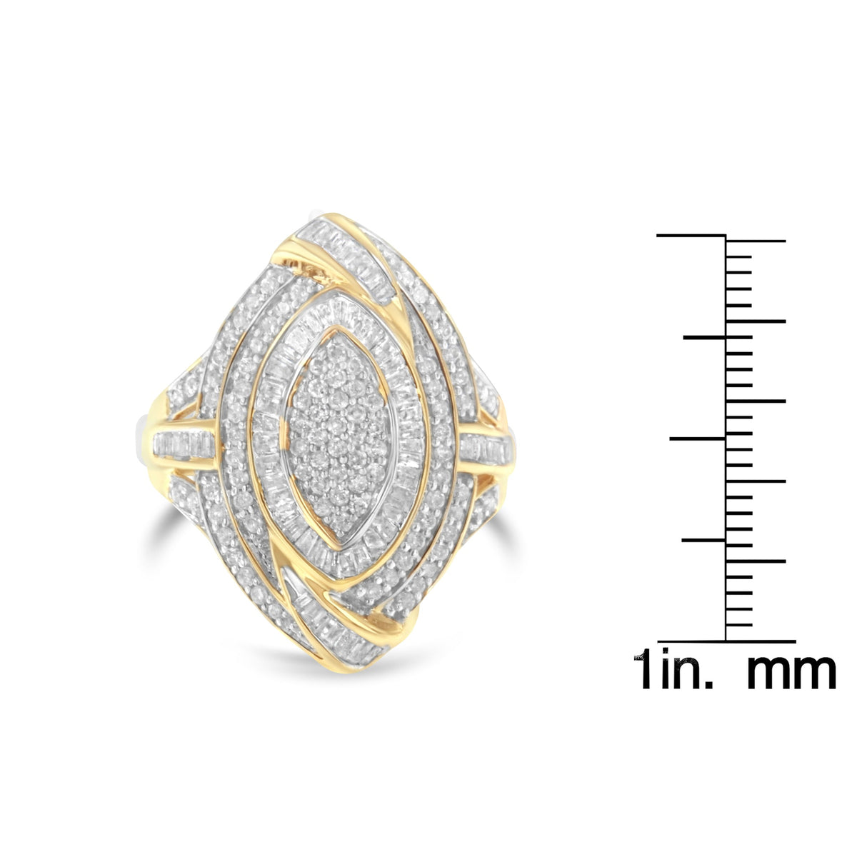 10K Yellow Gold Diamond Cocktail Ring (1 cttw, I-J Color, I2-I3 Clarity) - LinkagejewelrydesignLinkagejewelrydesign