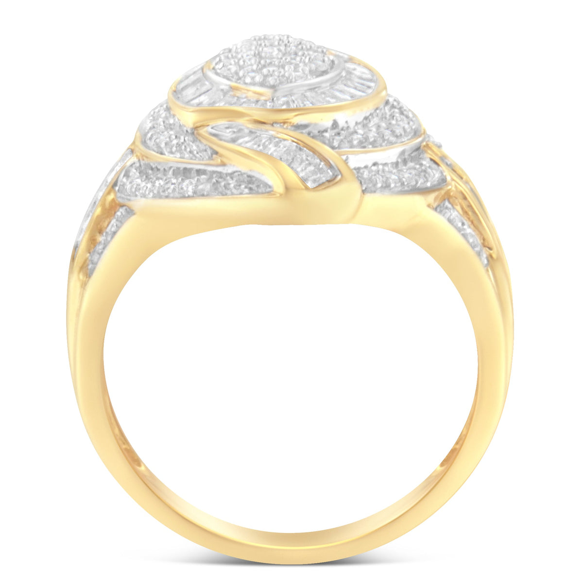 10K Yellow Gold Diamond Cocktail Ring (1 cttw, I-J Color, I2-I3 Clarity) - LinkagejewelrydesignLinkagejewelrydesign