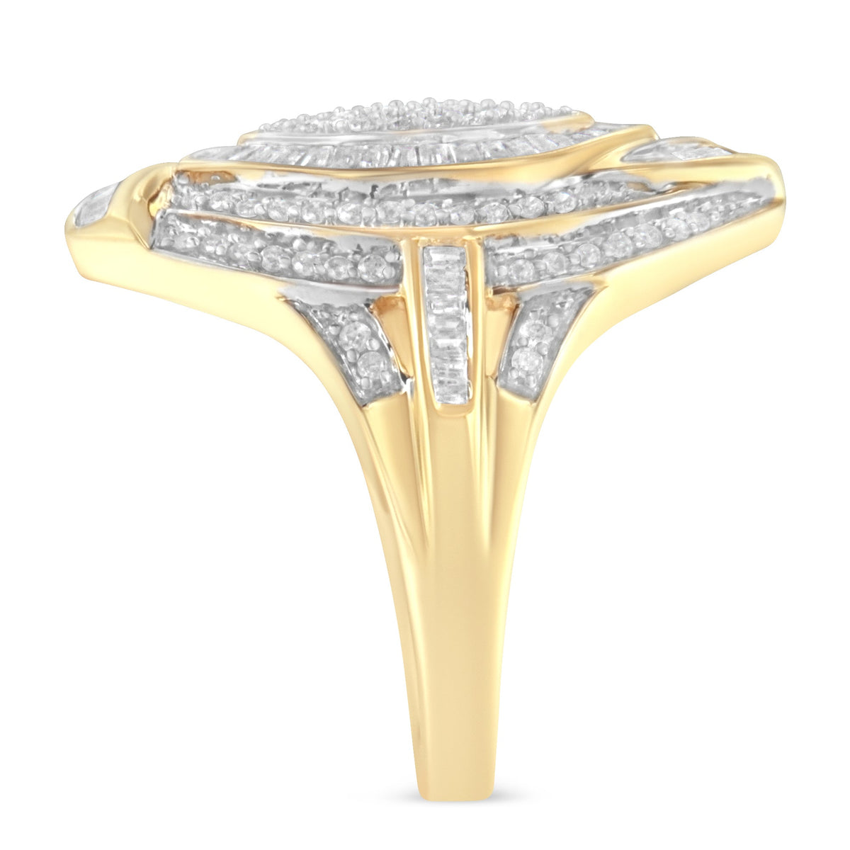 10K Yellow Gold Diamond Cocktail Ring (1 cttw, I-J Color, I2-I3 Clarity) - LinkagejewelrydesignLinkagejewelrydesign