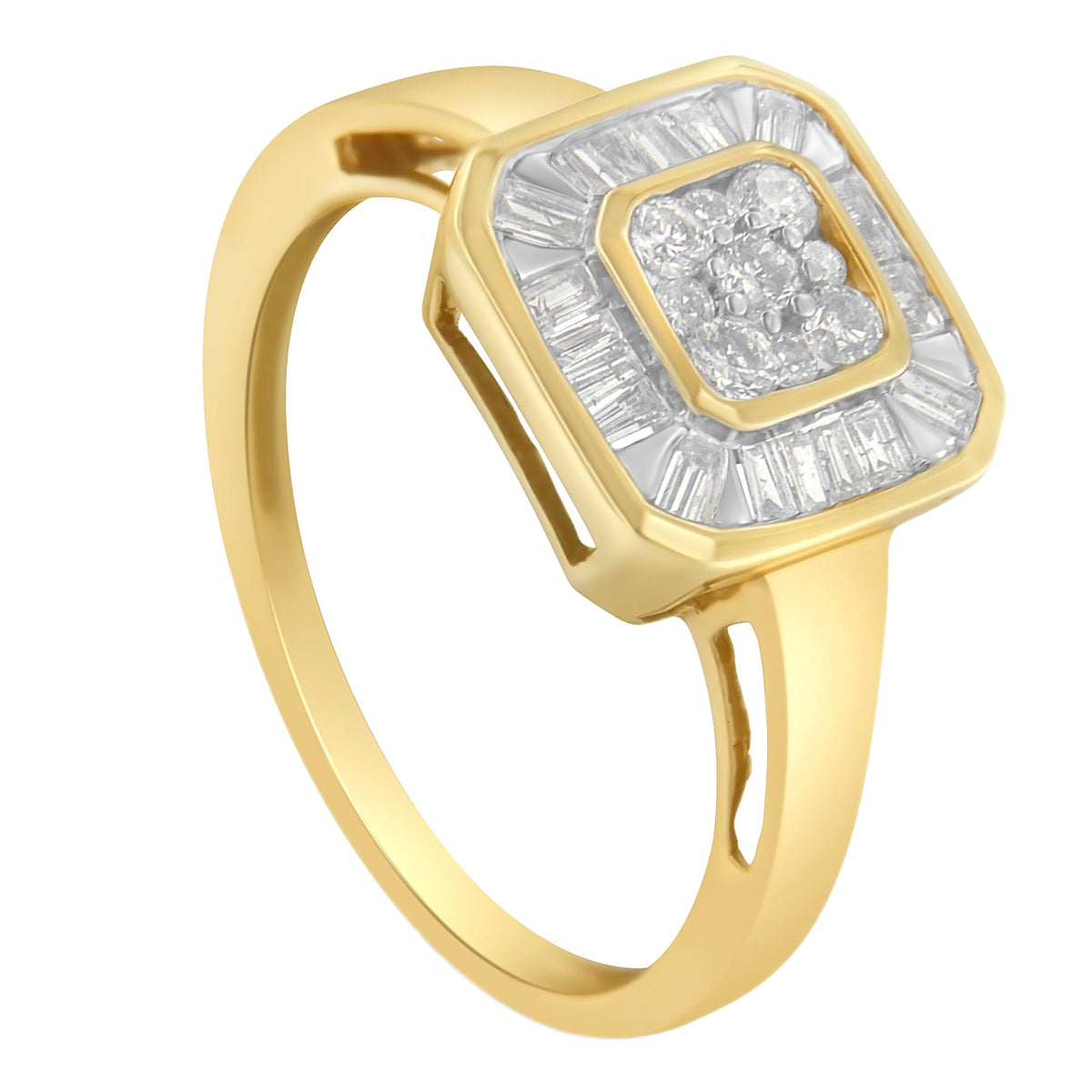 10K Yellow Gold Diamond Cocktail Ring (1/2 Cttw, I-J Color, SI2-I1 Clarity) - Size 6 - LinkagejewelrydesignLinkagejewelrydesign