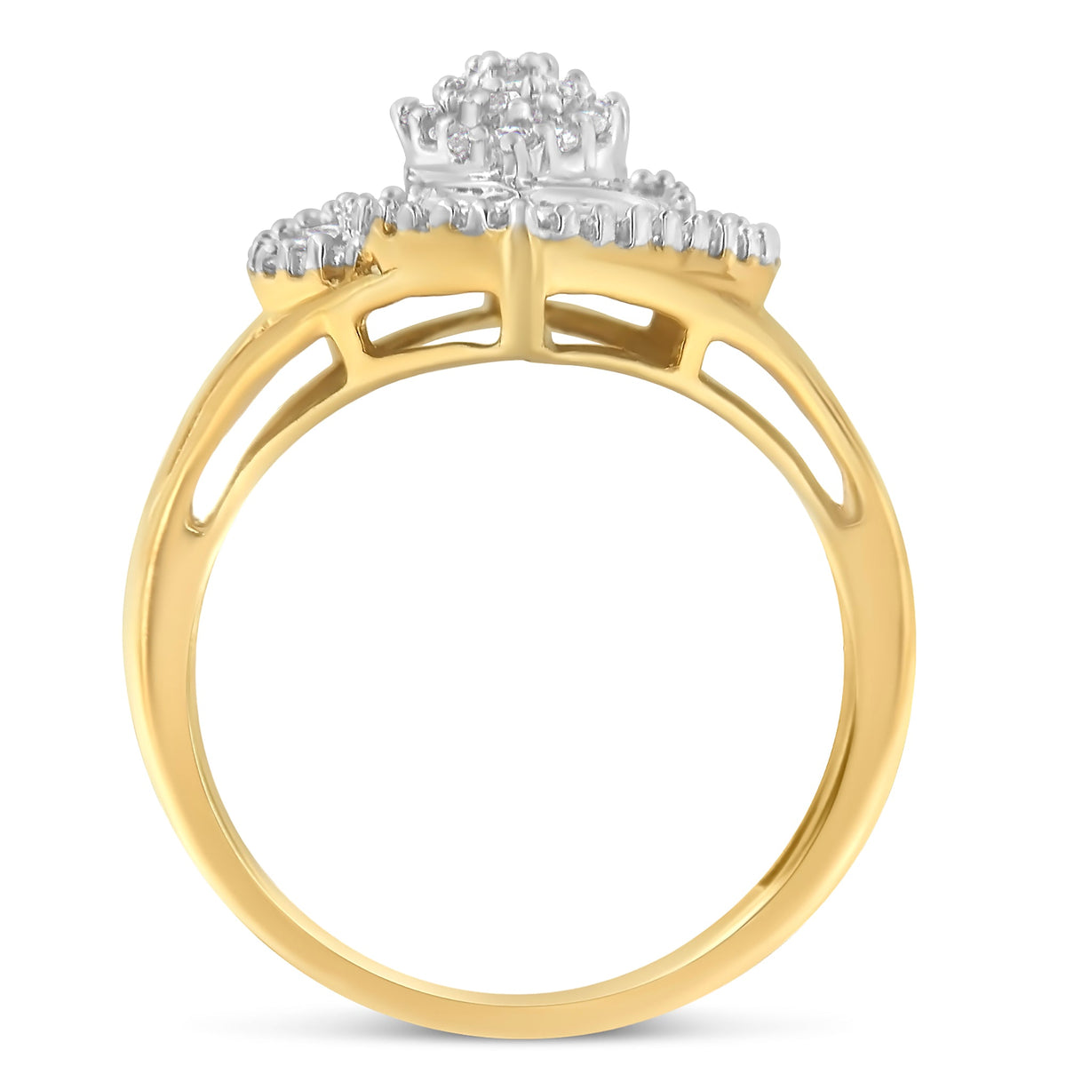 10K Yellow Gold Diamond Cocktail Ring (1/2 Cttw, J-K Color, I2-I3 Clarity) - Size 6-1/2 - LinkagejewelrydesignLinkagejewelrydesign