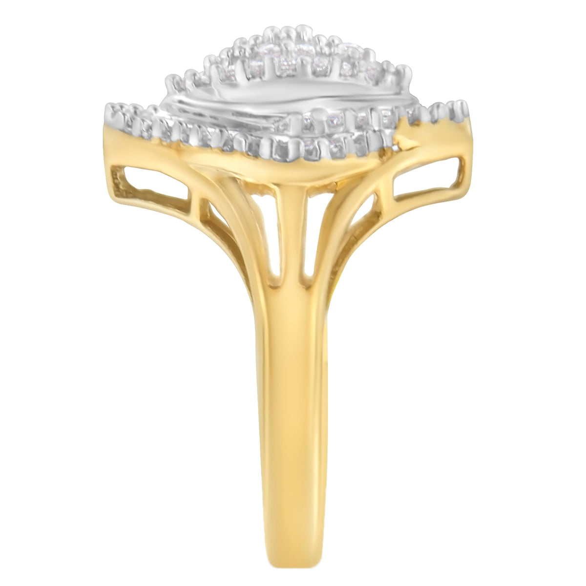 10K Yellow Gold Diamond Cocktail Ring (1/2 Cttw, J-K Color, I2-I3 Clarity) - Size 6-1/2 - LinkagejewelrydesignLinkagejewelrydesign