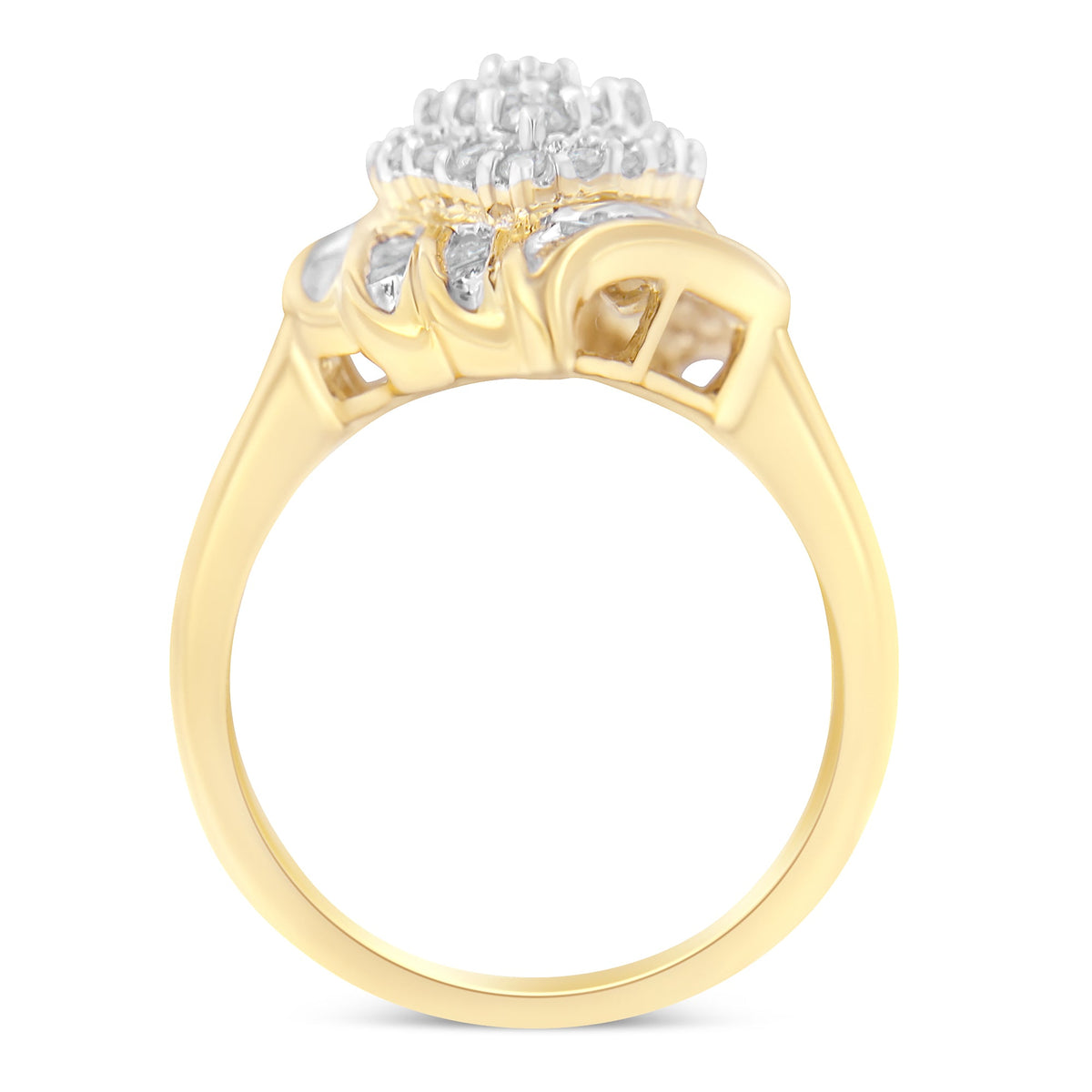 10K Yellow Gold Diamond Cocktail Ring (3/4 Cttw, I-J Color, I2-I3 Clarity) - Size 8 - LinkagejewelrydesignLinkagejewelrydesign