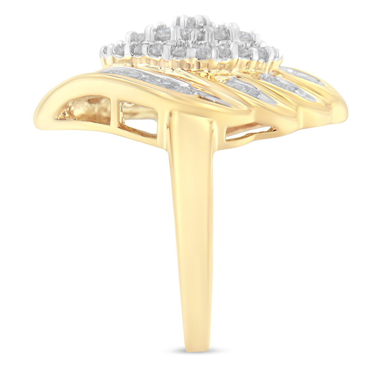 10K Yellow Gold Diamond Cocktail Ring (3/4 Cttw, I-J Color, I2-I3 Clarity) - Size 8 - LinkagejewelrydesignLinkagejewelrydesign