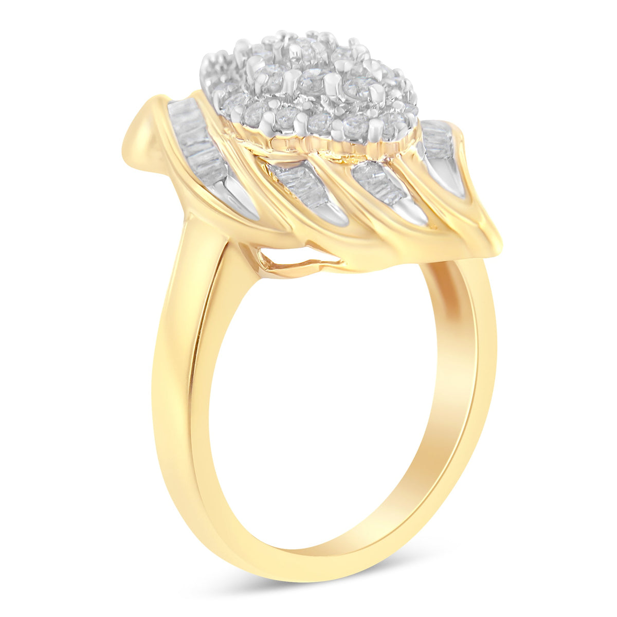 10K Yellow Gold Diamond Cocktail Ring (3/4 Cttw, I-J Color, I2-I3 Clarity) - Size 8 - LinkagejewelrydesignLinkagejewelrydesign