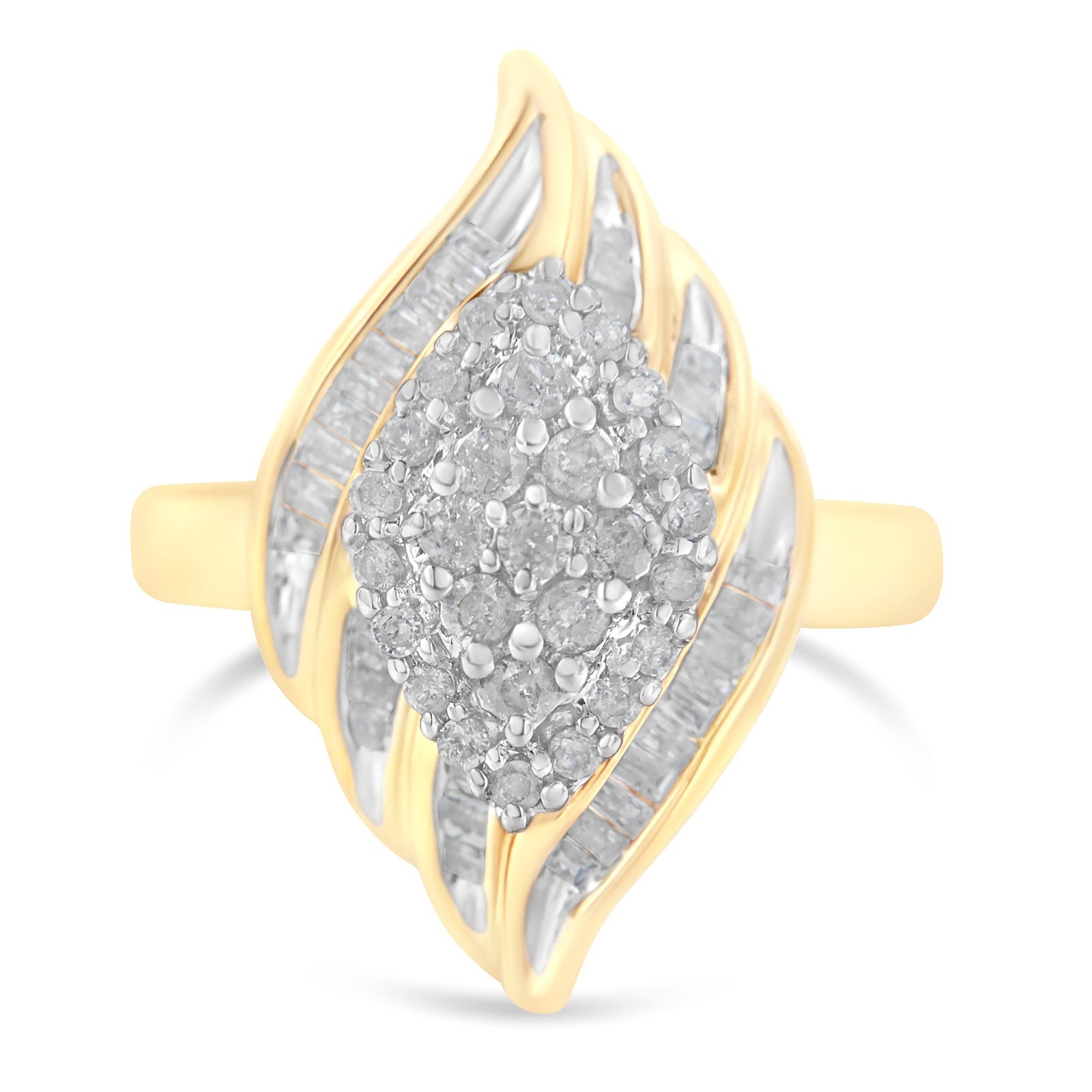 10K Yellow Gold Diamond Cocktail Ring (3/4 Cttw, I-J Color, I2-I3 Clarity) - Size 8 - LinkagejewelrydesignLinkagejewelrydesign