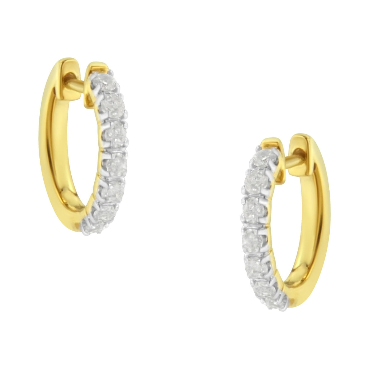 10K Yellow Gold Diamond Diamond Huggy Earring (1/2 cttw, I-J Color, I2-I3 Clarity) - LinkagejewelrydesignLinkagejewelrydesign