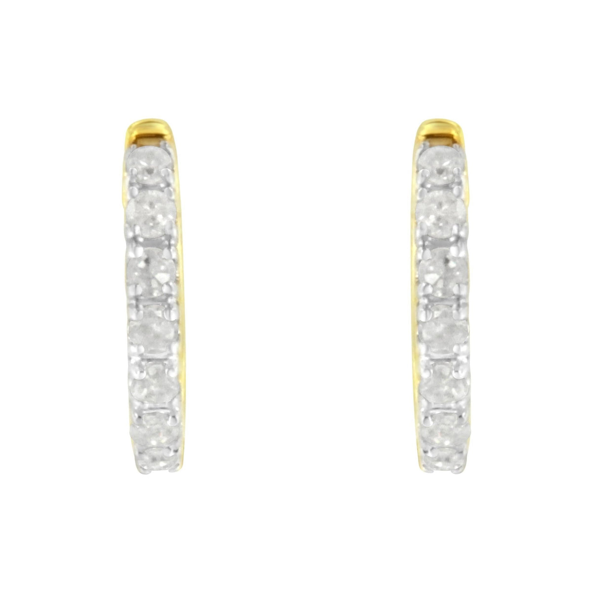 10K Yellow Gold Diamond Diamond Huggy Earring (1/2 cttw, I-J Color, I2-I3 Clarity) - LinkagejewelrydesignLinkagejewelrydesign