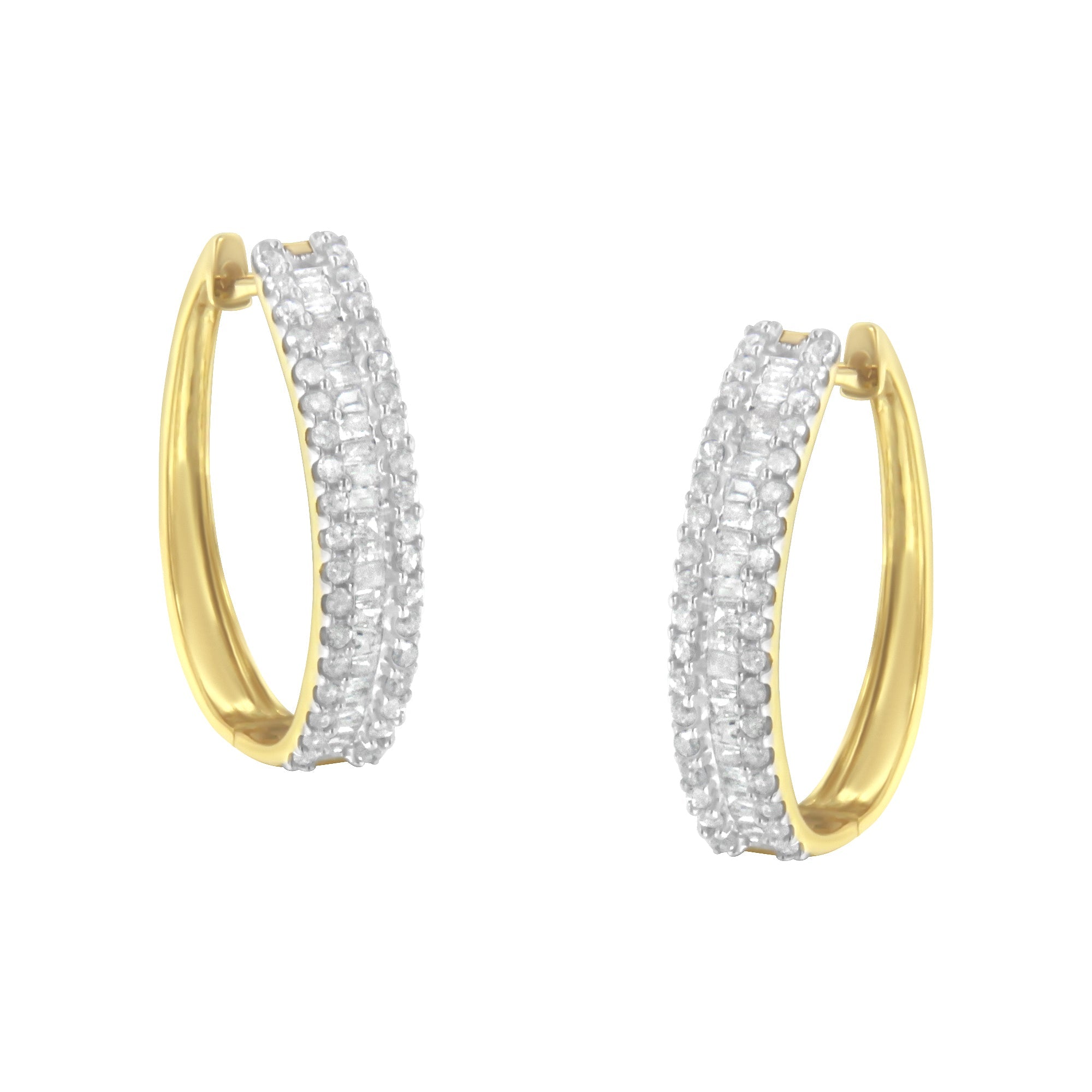 10K Yellow Gold Diamond Hoop Earring (3/4 cttw, I-J Color, I2-I3 Clarity) - LinkagejewelrydesignLinkagejewelrydesign