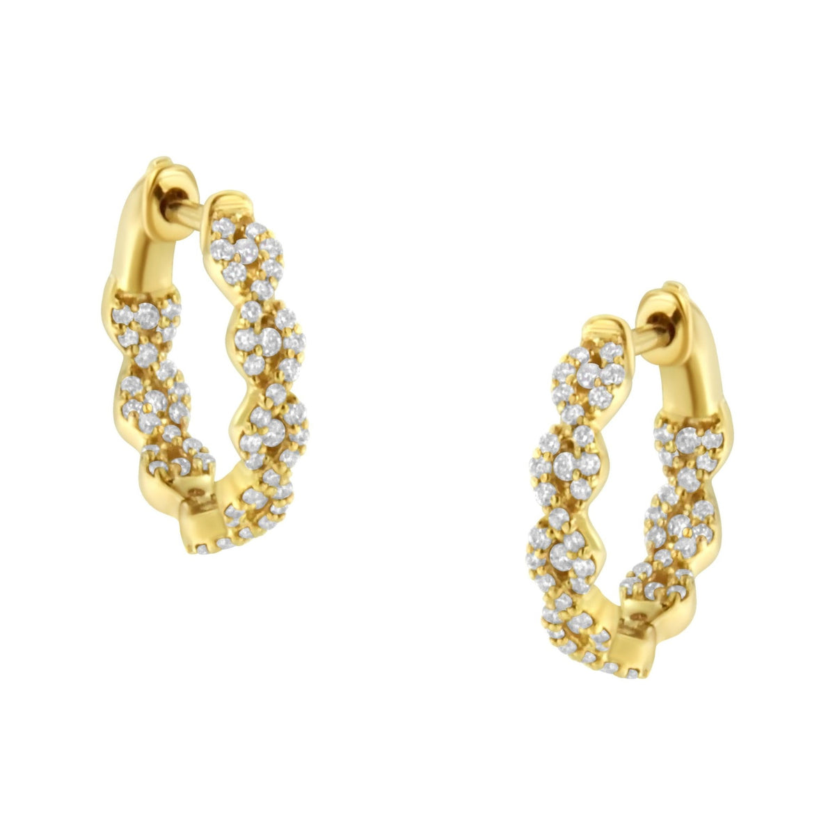 10K Yellow Gold Diamond Huggy Earrings (1/2 cttw, H-I Color, I1-I2 Clarity) - LinkagejewelrydesignLinkagejewelrydesign