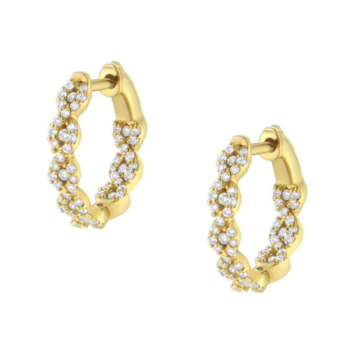 10K Yellow Gold Diamond Huggy Earrings (1/2 cttw, H-I Color, I1-I2 Clarity) - LinkagejewelrydesignLinkagejewelrydesign