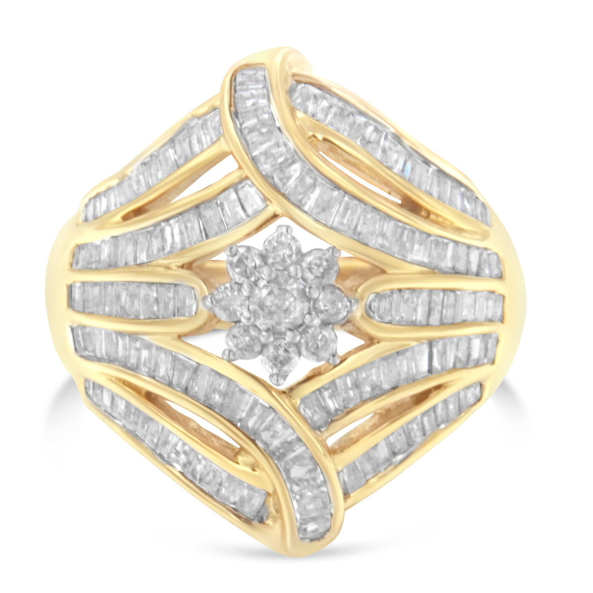 10K Yellow Gold Diamond Ring (1 Cttw, I-J Color, I2-I3 Clarity) - Size 7 - LinkagejewelrydesignLinkagejewelrydesign