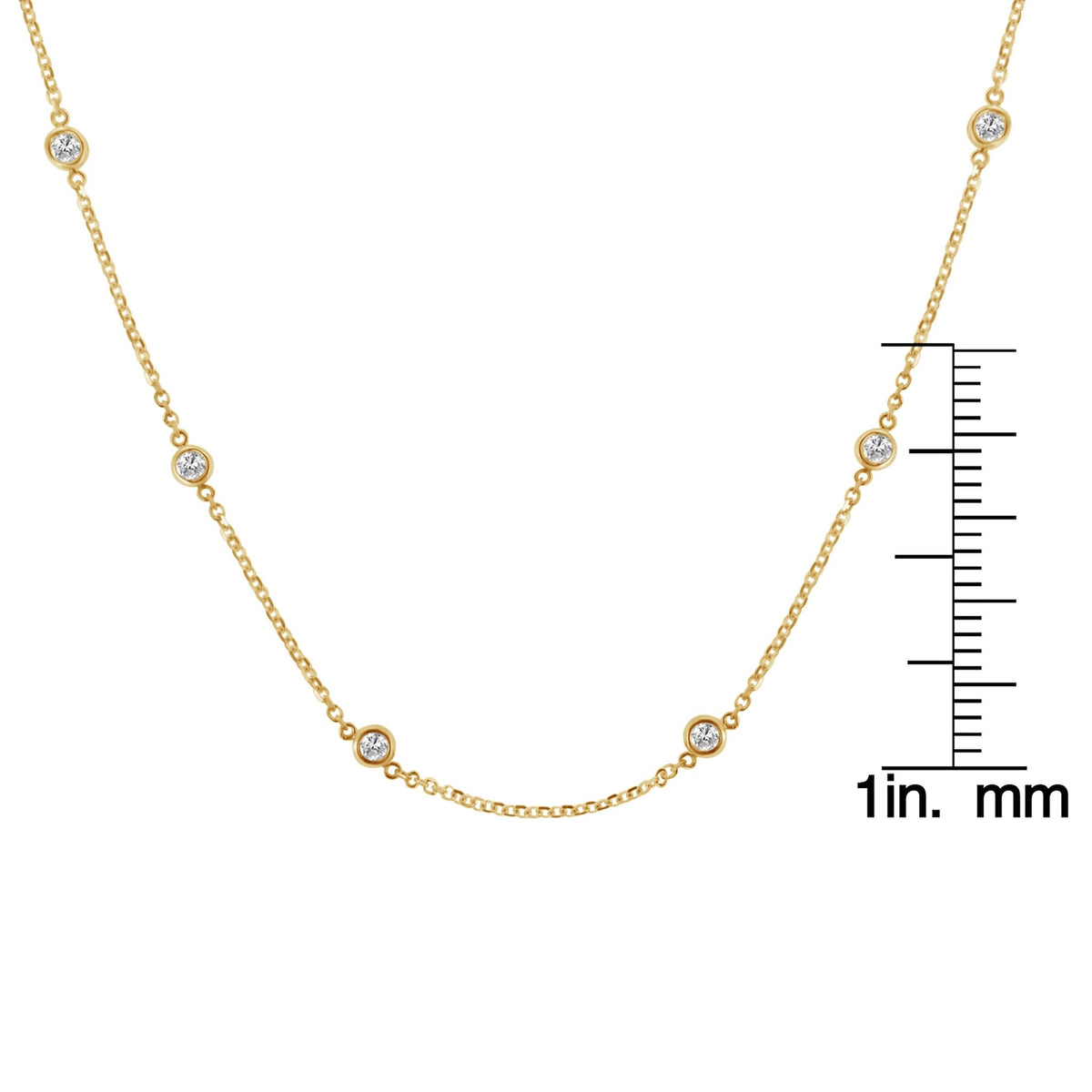 10K Yellow Gold Diamond Station Necklace (1 cttw, J-K Color, I1-I2 Clarity) - LinkagejewelrydesignLinkagejewelrydesign