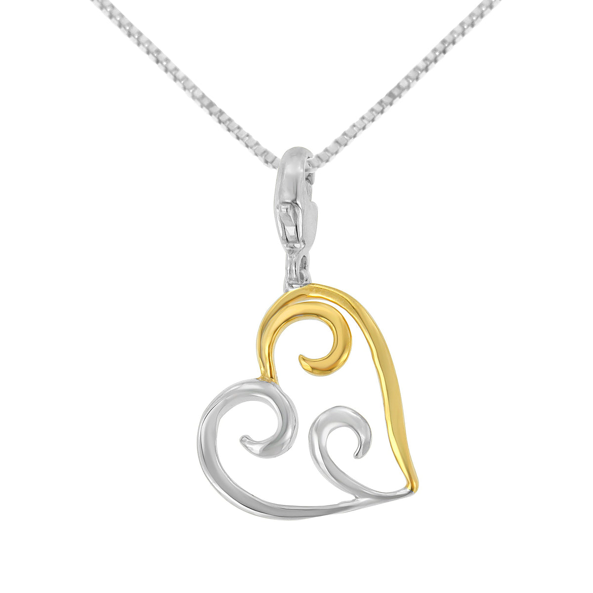 10K Yellow Gold Flashed .925 Sterling Silver Heart-Shaped Pendant Necklace - LinkagejewelrydesignLinkagejewelrydesign