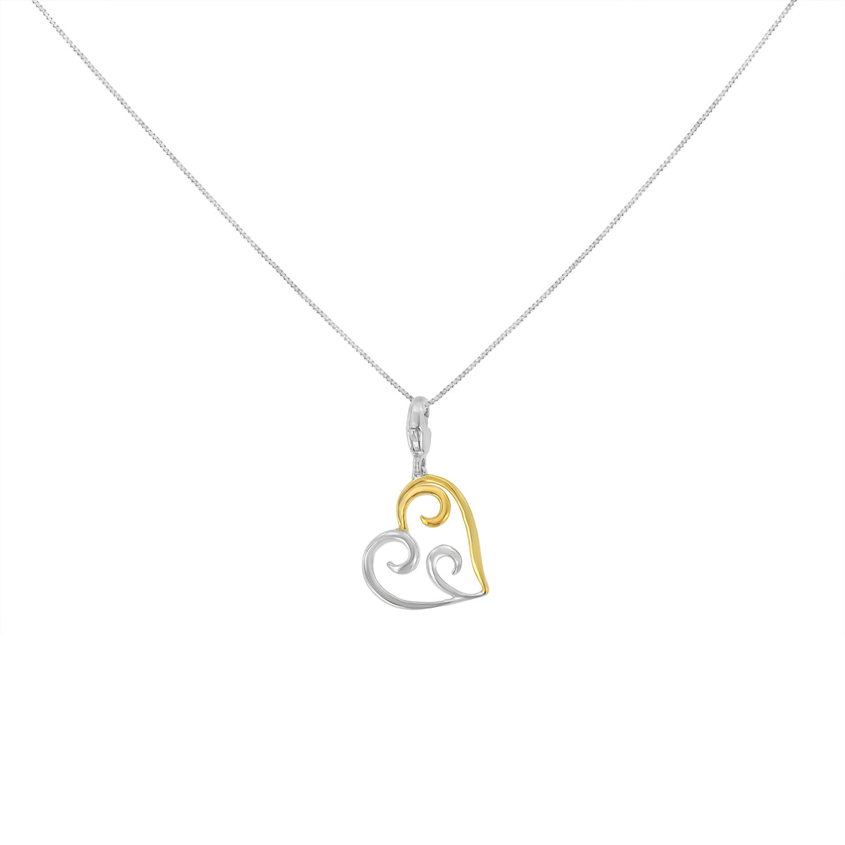 10K Yellow Gold Flashed .925 Sterling Silver Heart-Shaped Pendant Necklace - LinkagejewelrydesignLinkagejewelrydesign