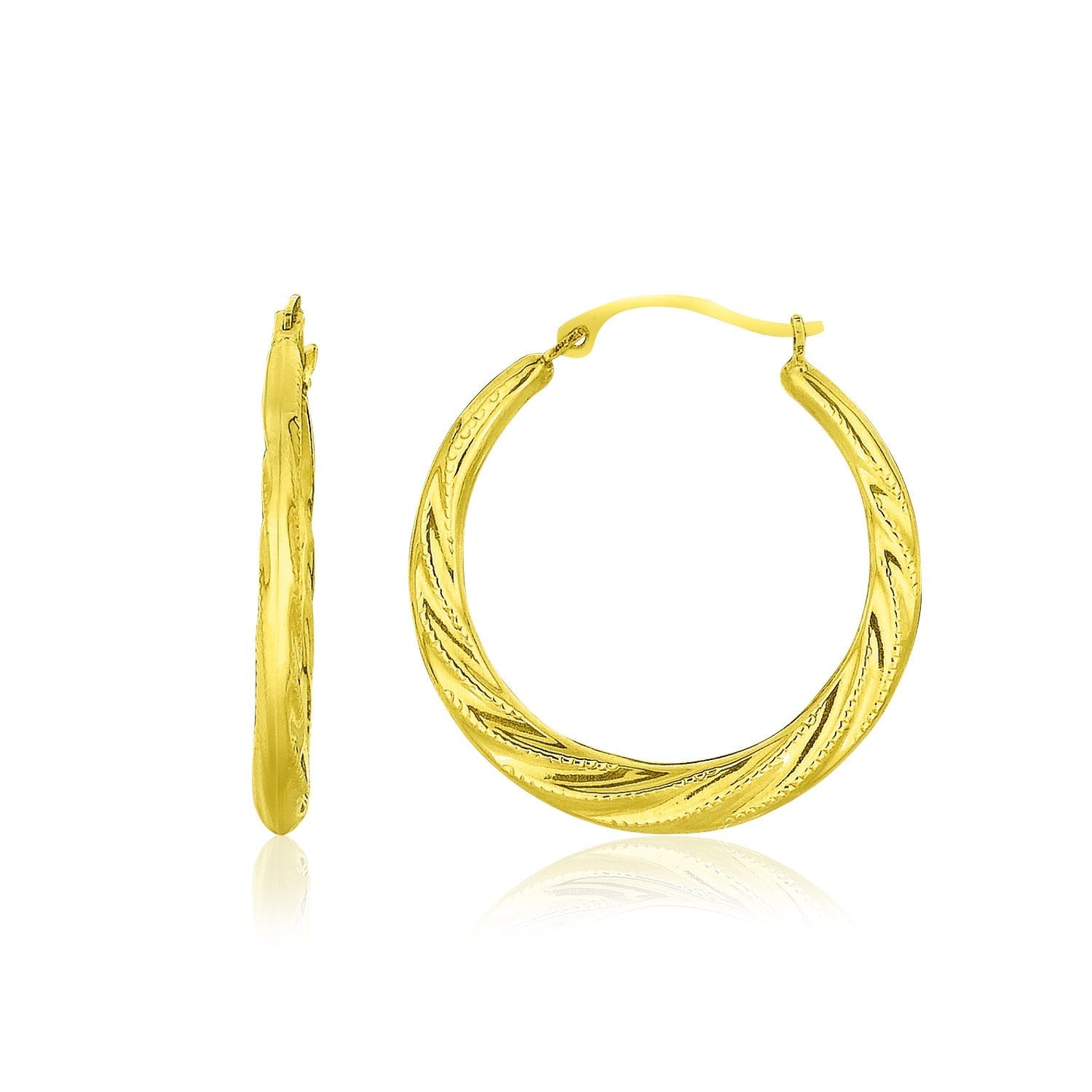 10k Yellow Gold Graduated Twisted Hoop Earrings - LinkagejewelrydesignLinkagejewelrydesign