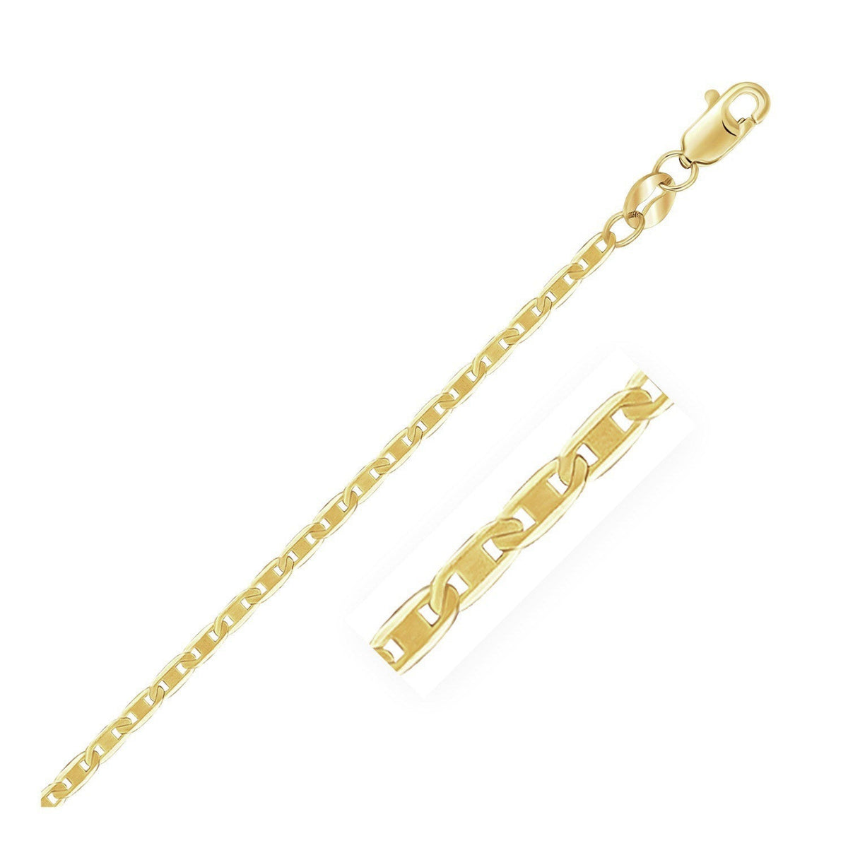 10k Yellow Gold Mariner Link Chain 1.7mm - LinkagejewelrydesignLinkagejewelrydesign