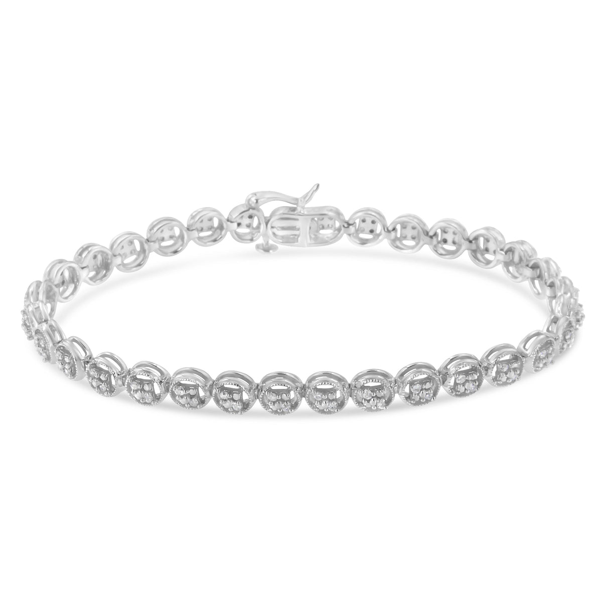 10K Yellow Gold over .925 Sterling Silver 1/4 Cttw Diamond 7&quot; Open Circle Wheel Link Tennis Bracelet (I-J Color, I2-I3 Clarity) - LinkagejewelrydesignLinkagejewelrydesign