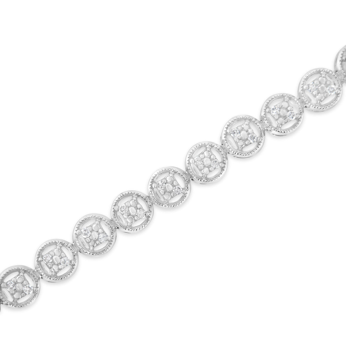 10K Yellow Gold over .925 Sterling Silver 1/4 Cttw Diamond 7&quot; Open Circle Wheel Link Tennis Bracelet (I-J Color, I2-I3 Clarity) - LinkagejewelrydesignLinkagejewelrydesign