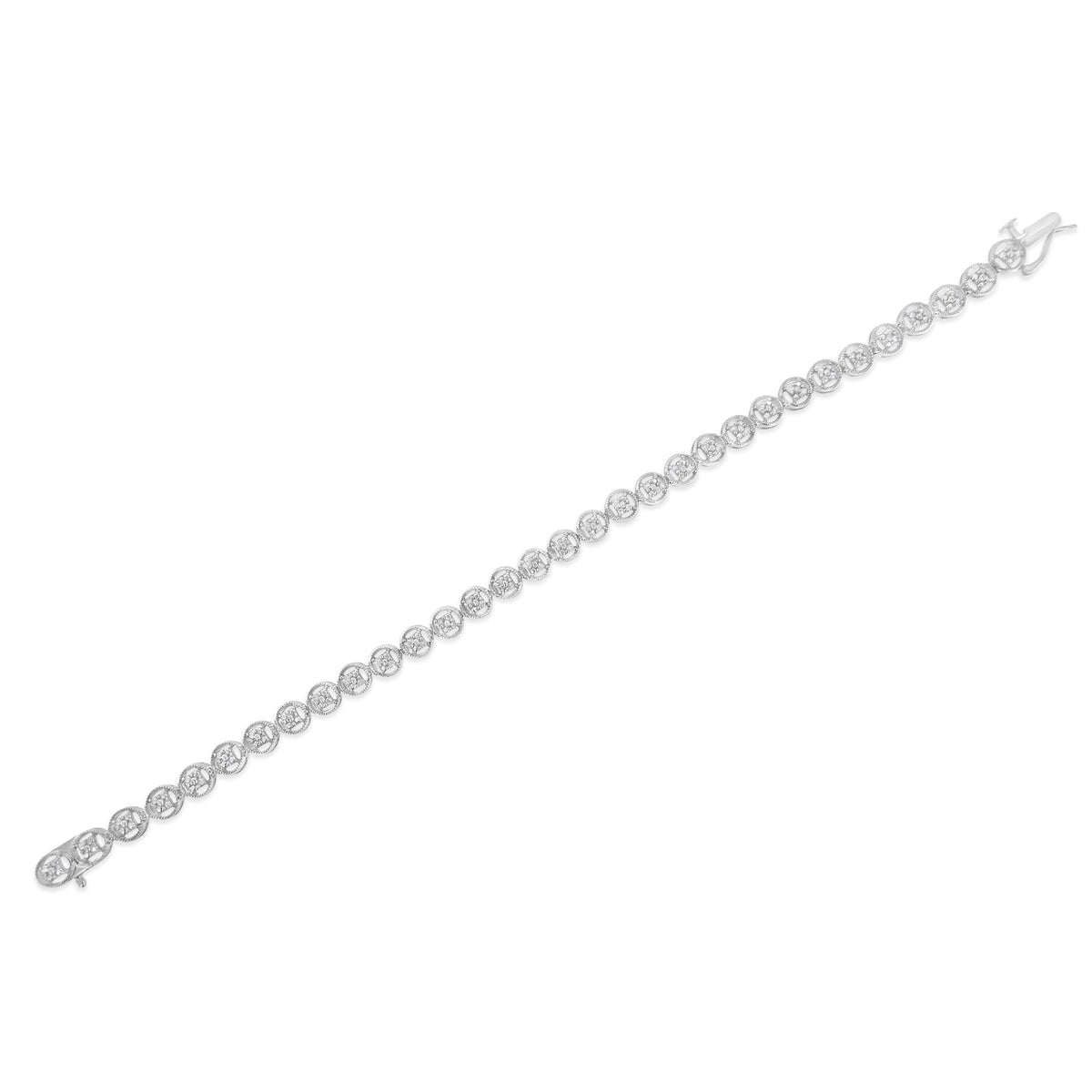 10K Yellow Gold over .925 Sterling Silver 1/4 Cttw Diamond 7&quot; Open Circle Wheel Link Tennis Bracelet (I-J Color, I2-I3 Clarity) - LinkagejewelrydesignLinkagejewelrydesign