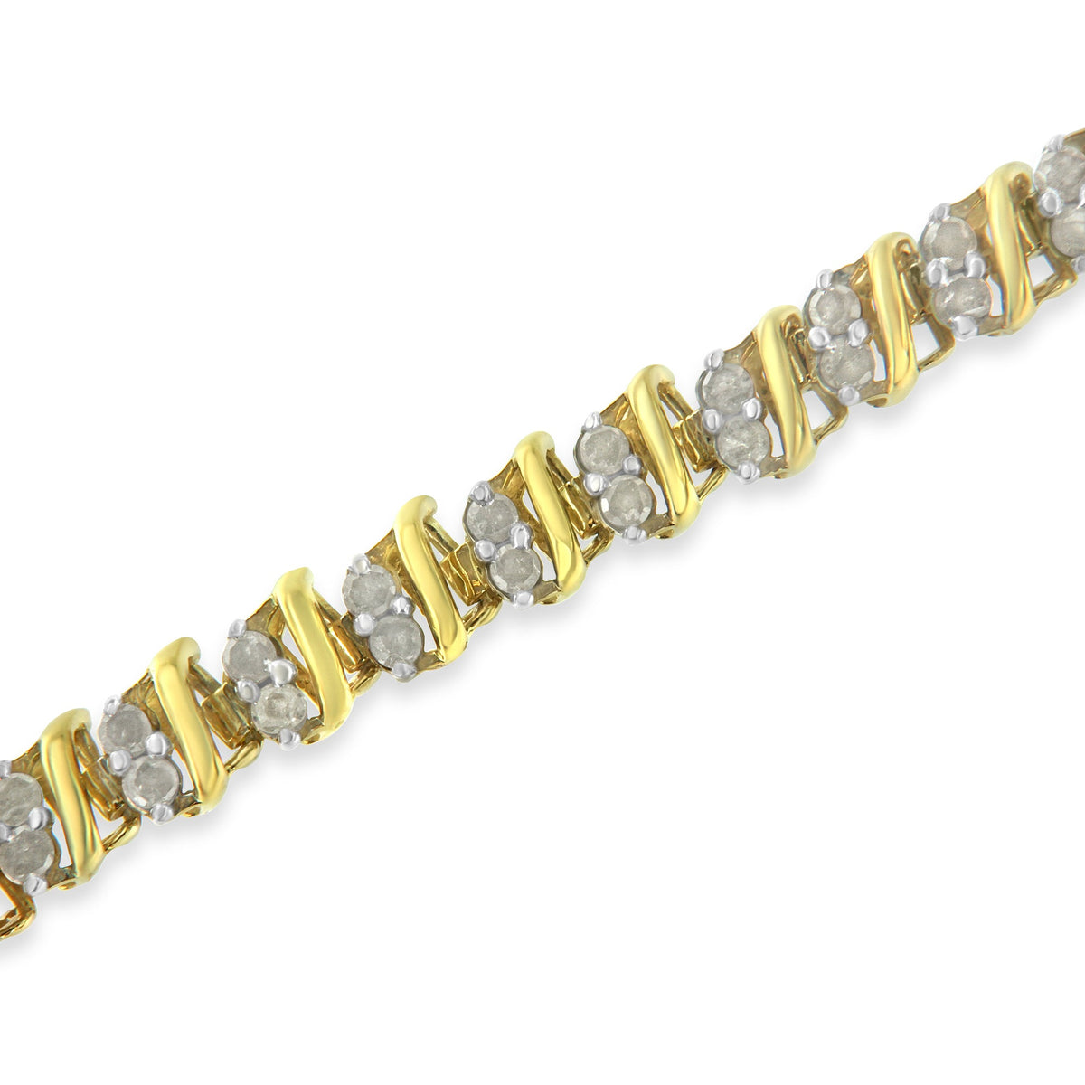 10K Yellow Gold over .925 Sterling Silver 2.0 Cttw Diamond Heart Charm 7&quot; Link Bracelet (I-J Color, I3 Clarity) - LinkagejewelrydesignLinkagejewelrydesign