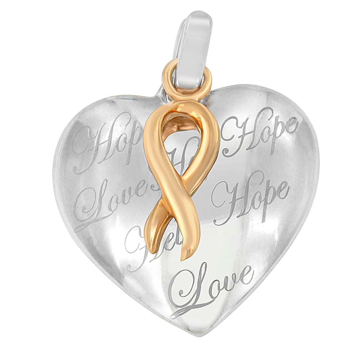 10K Yellow Gold Over Silver Heart Pendant Necklace - LinkagejewelrydesignLinkagejewelrydesign