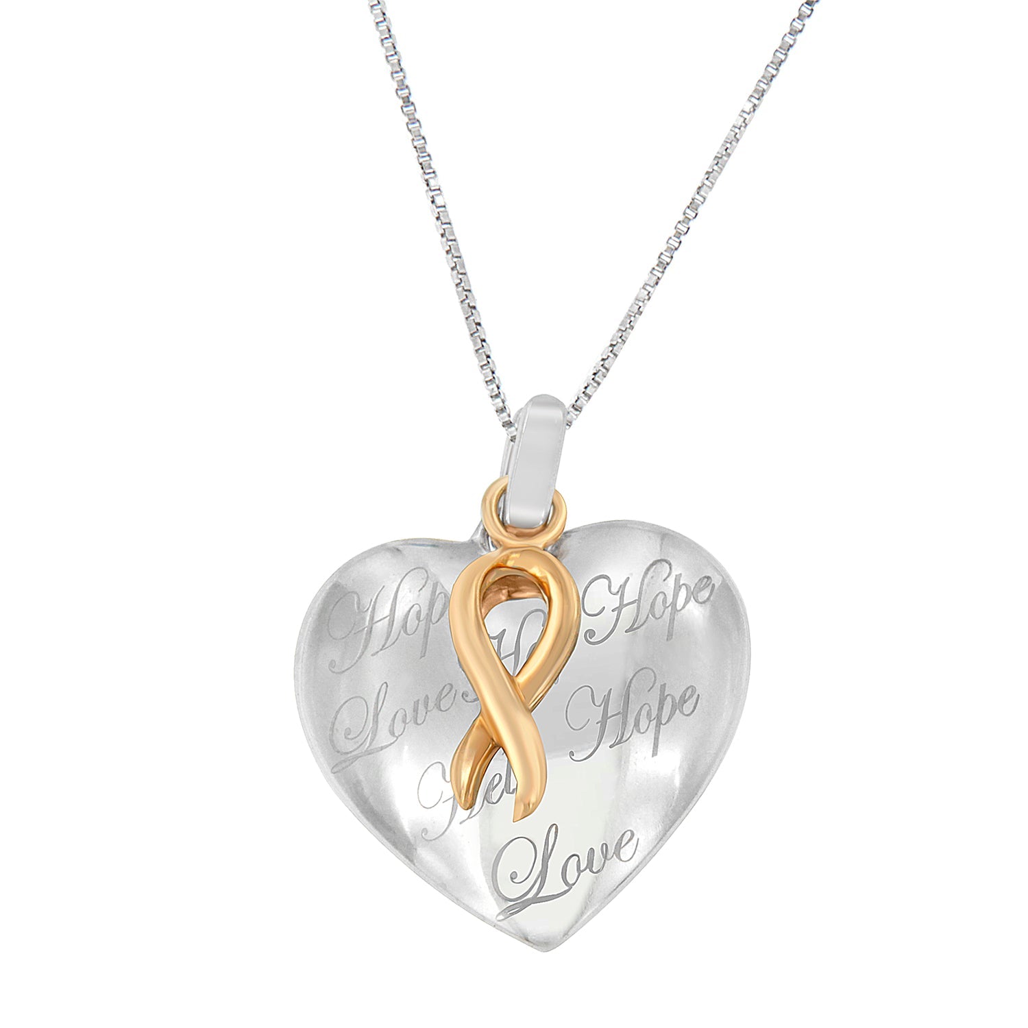 10K Yellow Gold Over Silver Heart Pendant Necklace - LinkagejewelrydesignLinkagejewelrydesign