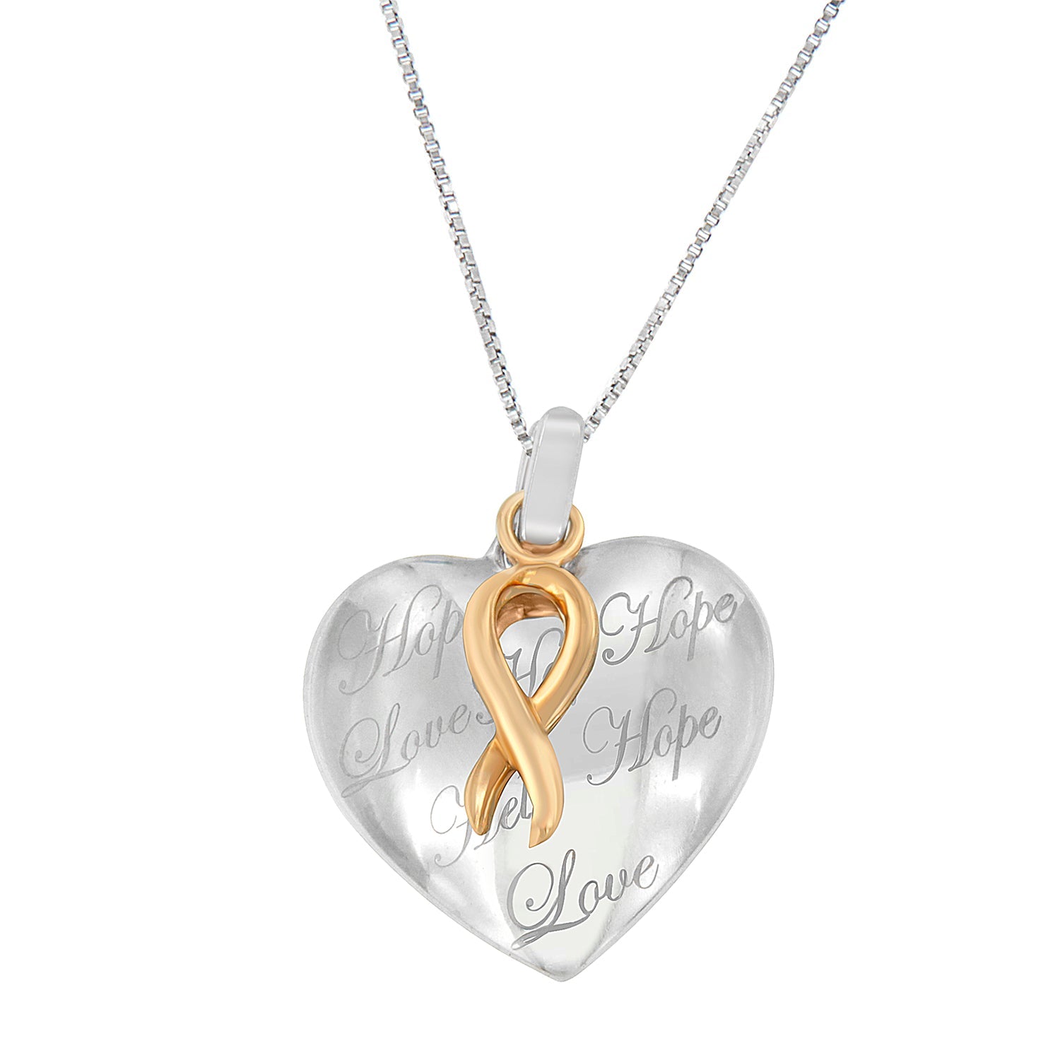 10K Yellow Gold Over Silver Heart Pendant Necklace - LinkagejewelrydesignLinkagejewelrydesign