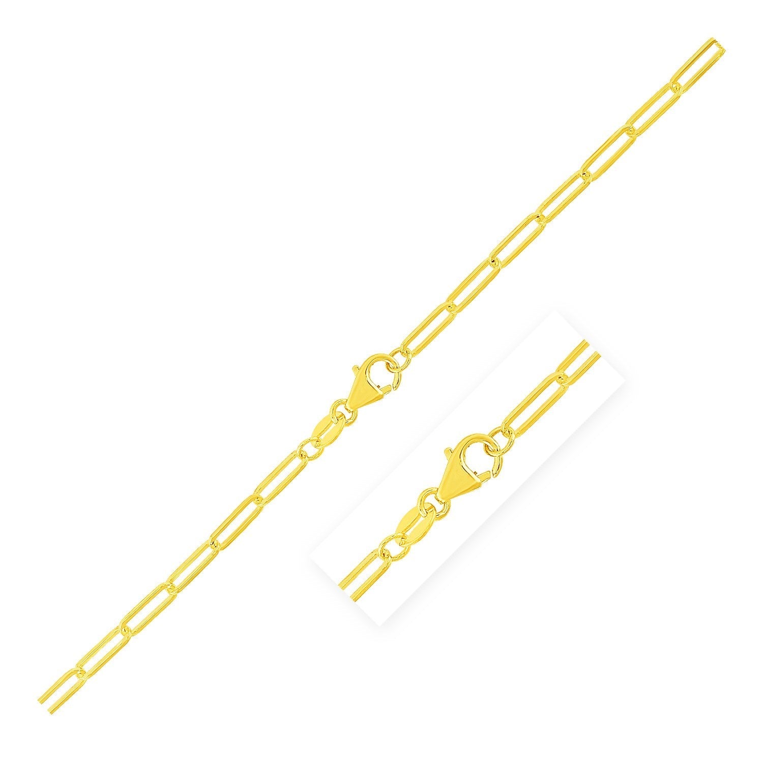 10K Yellow Gold Paperclip Bracelet (2.5mm) - LinkagejewelrydesignLinkagejewelrydesign