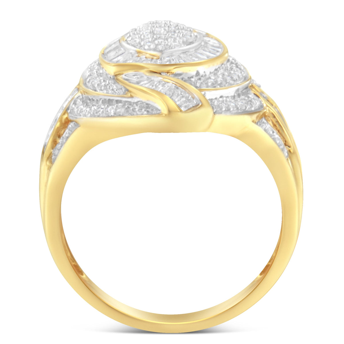 10K Yellow Gold Plated .925 Sterling Silver &amp; 1-1/5 Cttw Diamond Marquise Shaped Cluster Cocktail Fashion Ring (I-J Color, I2-I3 Clarity) - Size 6 - LinkagejewelrydesignLinkagejewelrydesign