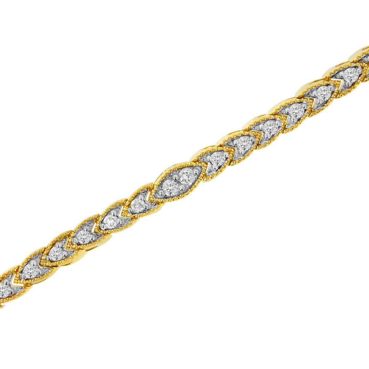 10K Yellow Gold Plated .925 Sterling Silver 1 cttw Prong-Set Diamond Pear Shape Link Bracelet (I-J Color, I1-I2 Clarity) - 7.25&quot; - LinkagejewelrydesignLinkagejewelrydesign