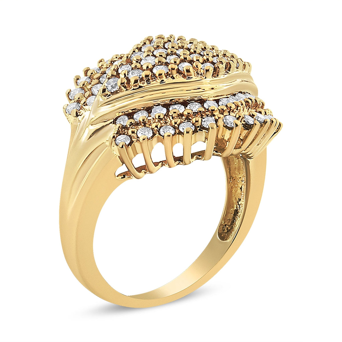 10K Yellow Gold Plated .925 Sterling Silver 1.00 Cttw Diamond Cluster Ring (Champagne Color, I2-I3 Clarity) - Size 7 - LinkagejewelrydesignLinkagejewelrydesign