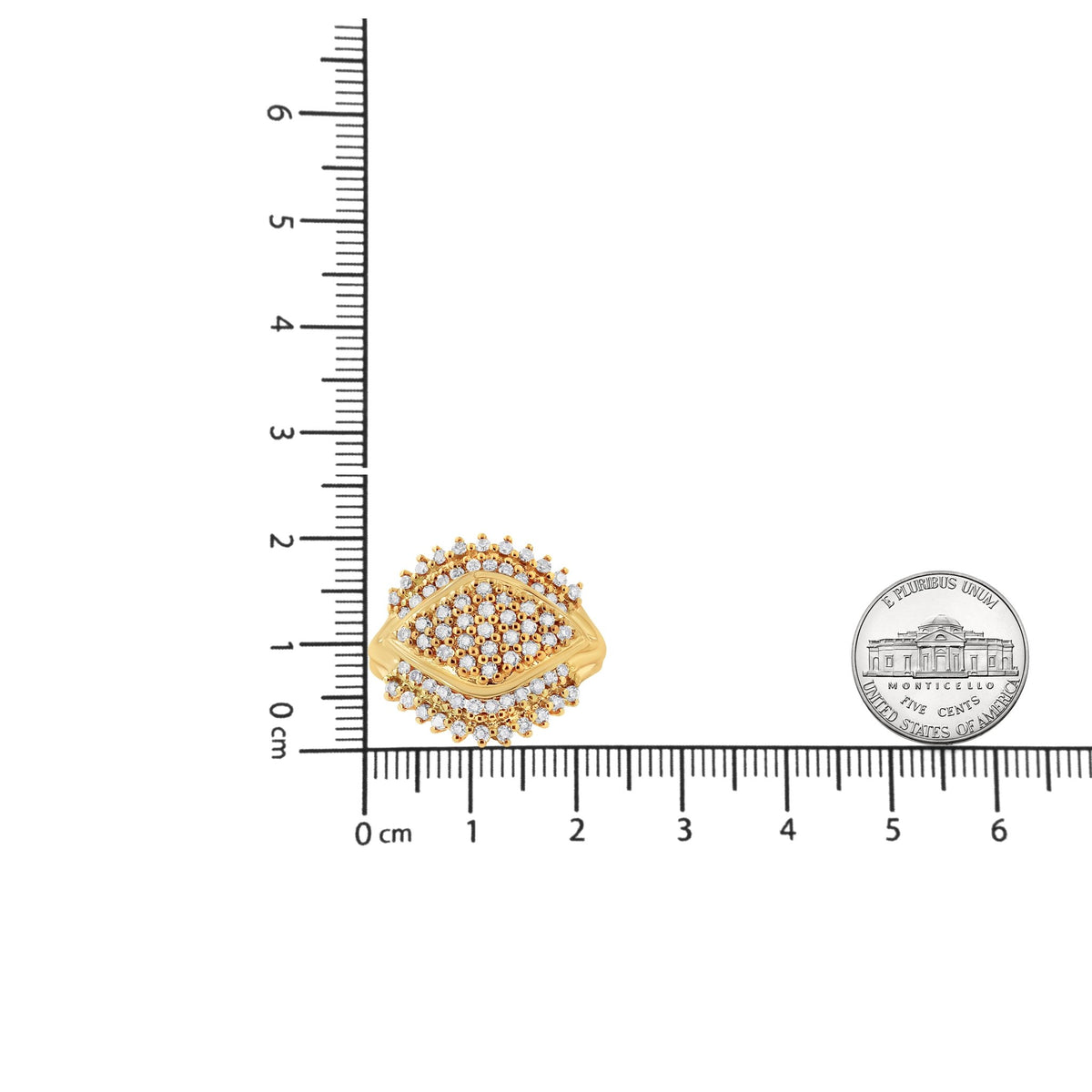 10K Yellow Gold Plated .925 Sterling Silver 1.00 Cttw Diamond Cluster Ring (Champagne Color, I2-I3 Clarity) - Size 7 - LinkagejewelrydesignLinkagejewelrydesign