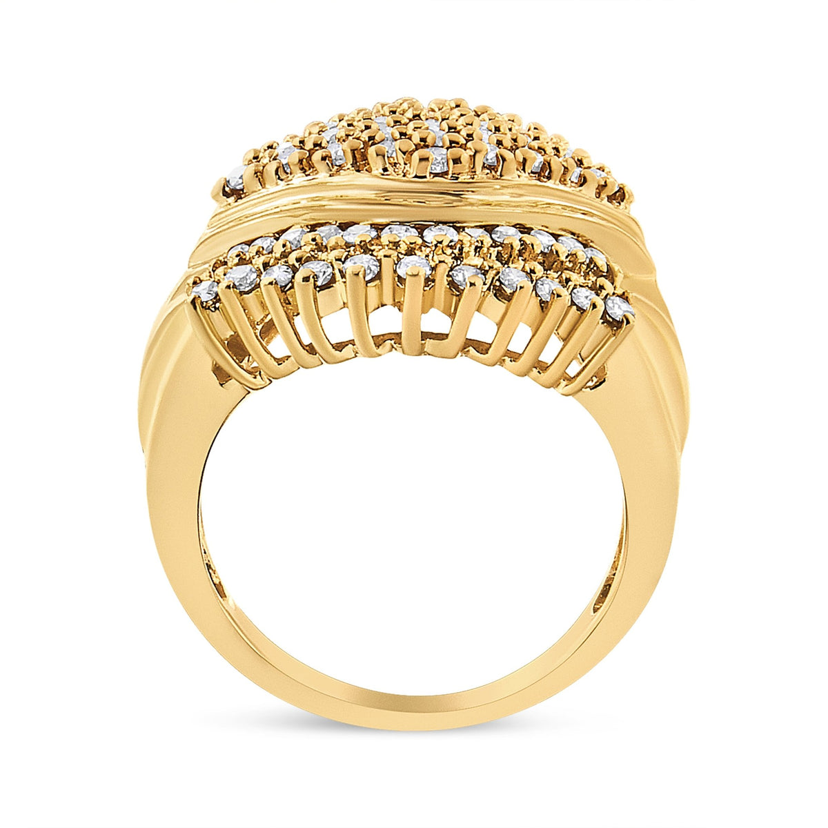 10K Yellow Gold Plated .925 Sterling Silver 1.00 Cttw Diamond Cluster Ring (Champagne Color, I2-I3 Clarity) - Size 7 - LinkagejewelrydesignLinkagejewelrydesign