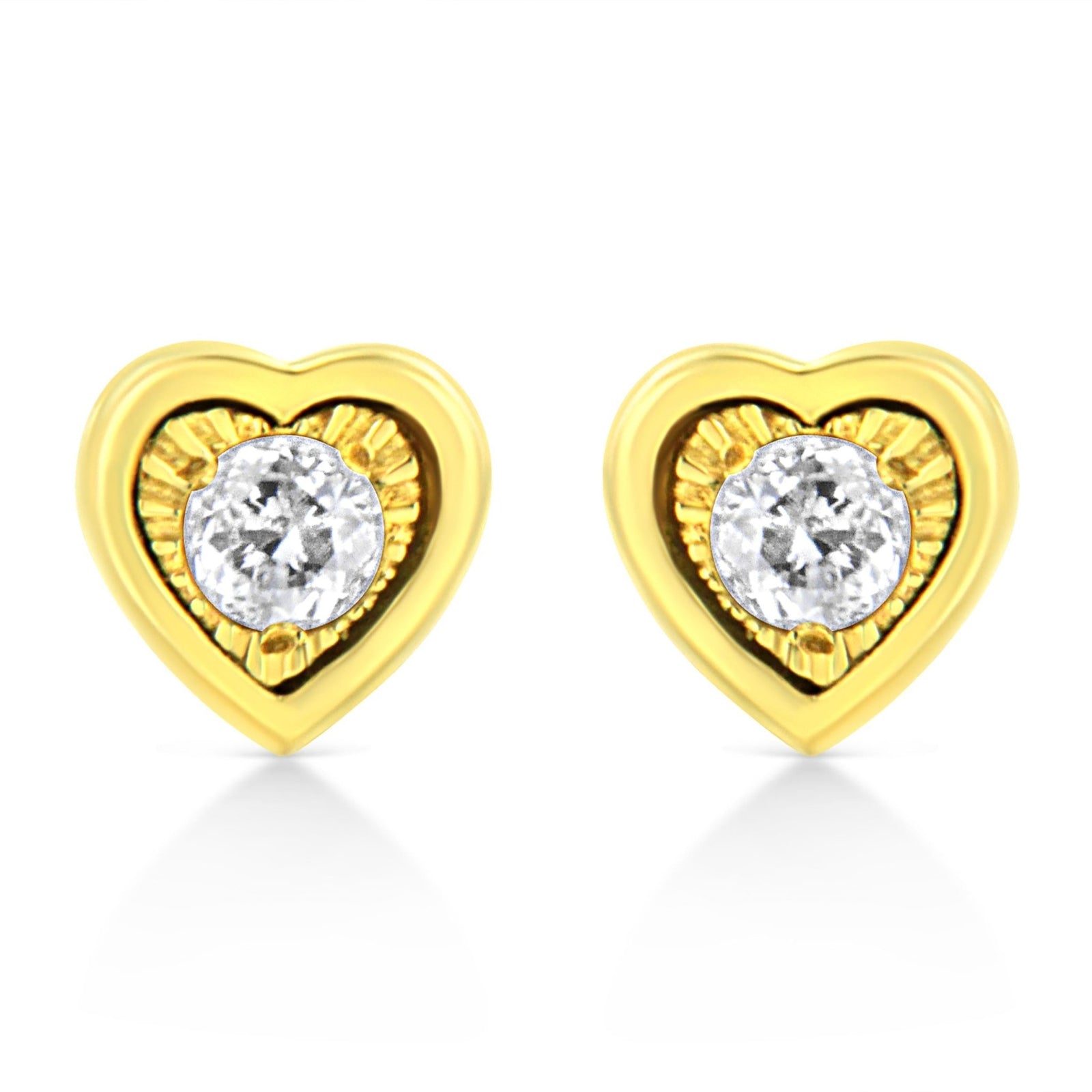10K Yellow Gold Plated .925 Sterling Silver 1/10 Cttw Miracle-Set Diamond Circle Shape Stud Earrings (K-L Color, I2-I3 Clarity) - LinkagejewelrydesignLinkagejewelrydesign