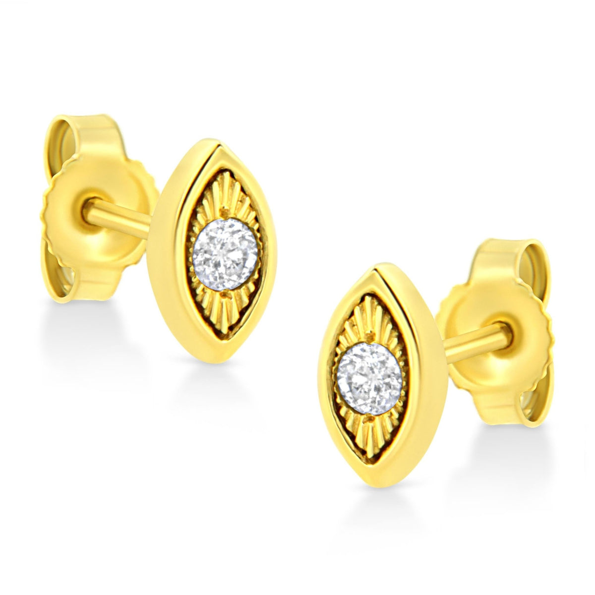 10K Yellow Gold Plated .925 Sterling Silver 1/10 Cttw Miracle-Set Diamond Circle Shape Stud Earrings (K-L Color, I2-I3 Clarity) - LinkagejewelrydesignLinkagejewelrydesign