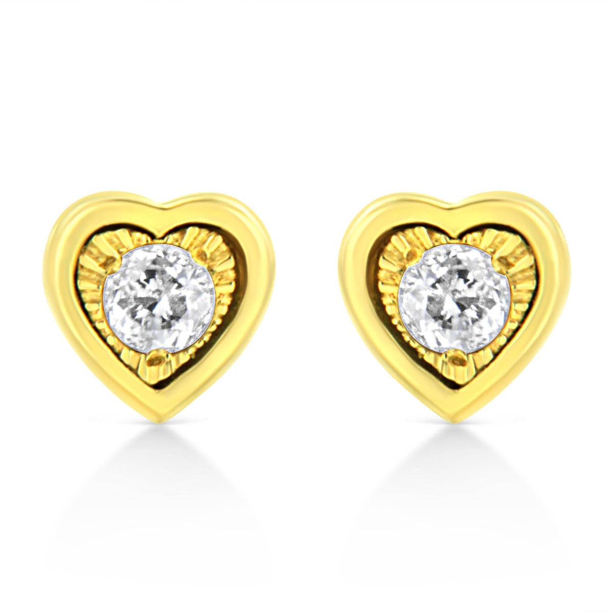 10K Yellow Gold Plated .925 Sterling Silver 1/10 Cttw Miracle-Set Diamond Circle Shape Stud Earrings (K-L Color, I2-I3 Clarity) - LinkagejewelrydesignLinkagejewelrydesign