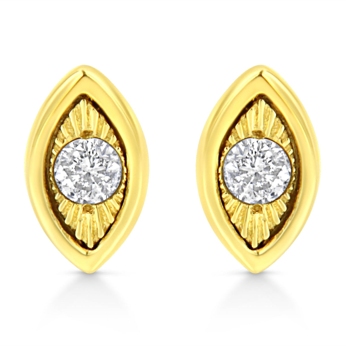 10K Yellow Gold Plated .925 Sterling Silver 1/10 Cttw Miracle-Set Diamond Circle Shape Stud Earrings (K-L Color, I2-I3 Clarity) - LinkagejewelrydesignLinkagejewelrydesign