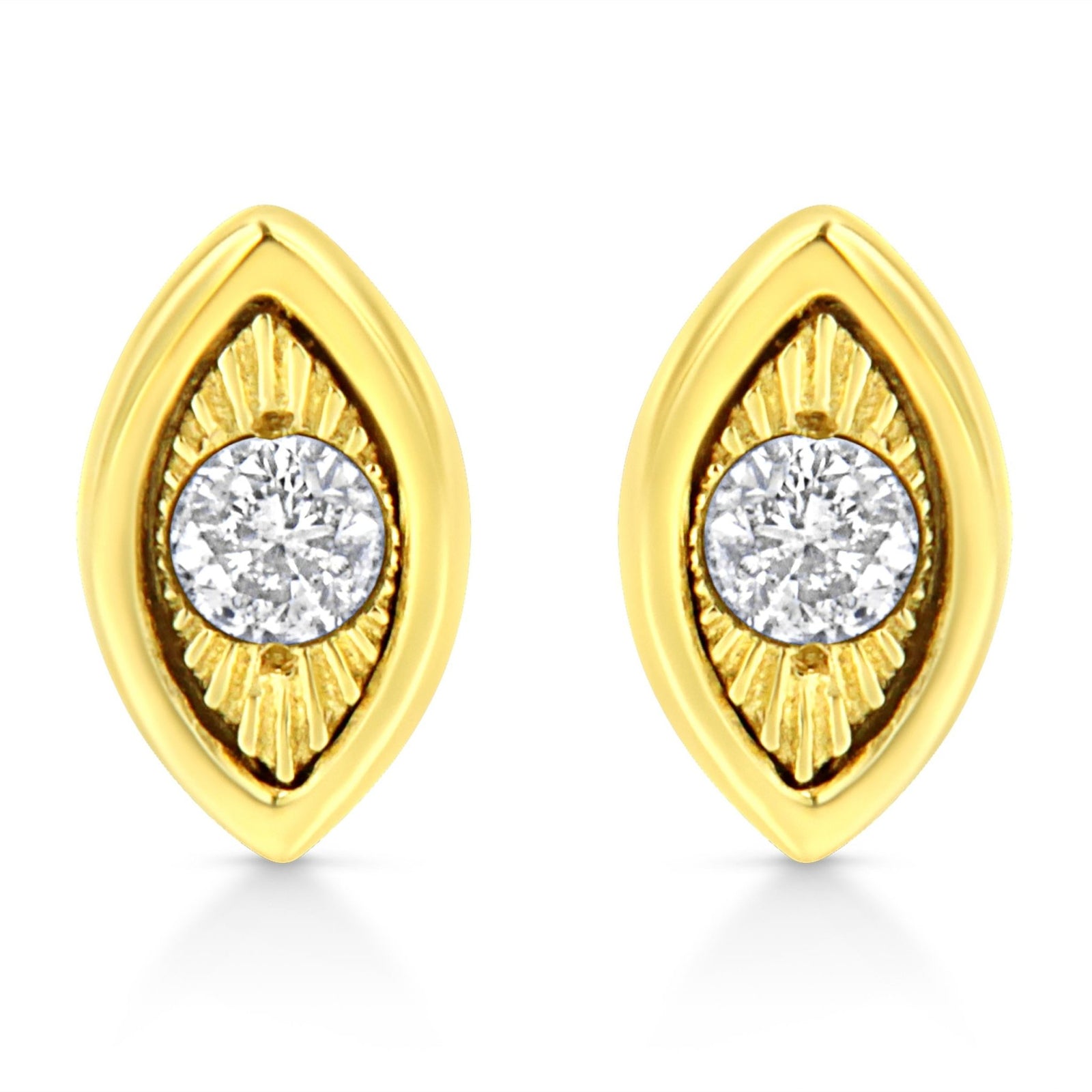 10K Yellow Gold Plated .925 Sterling Silver 1/10 Cttw Miracle-Set Diamond Circle Shape Stud Earrings (K-L Color, I2-I3 Clarity) - LinkagejewelrydesignLinkagejewelrydesign