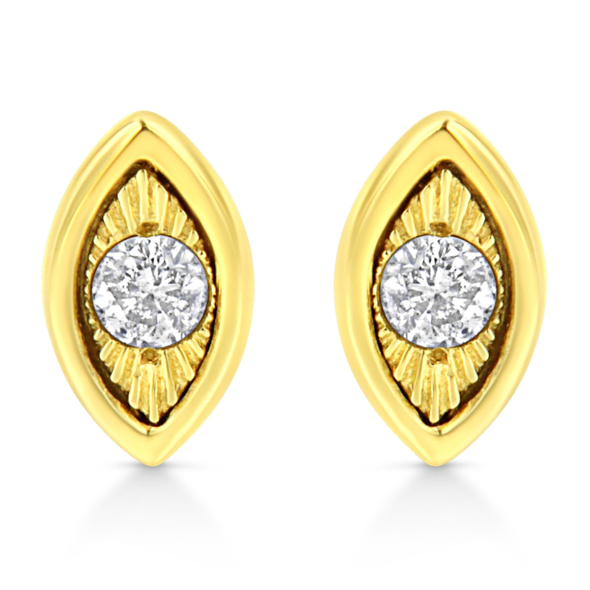 10K Yellow Gold Plated .925 Sterling Silver 1/10 Cttw Miracle-Set Diamond Circle Shape Stud Earrings (K-L Color, I2-I3 Clarity) - LinkagejewelrydesignLinkagejewelrydesign