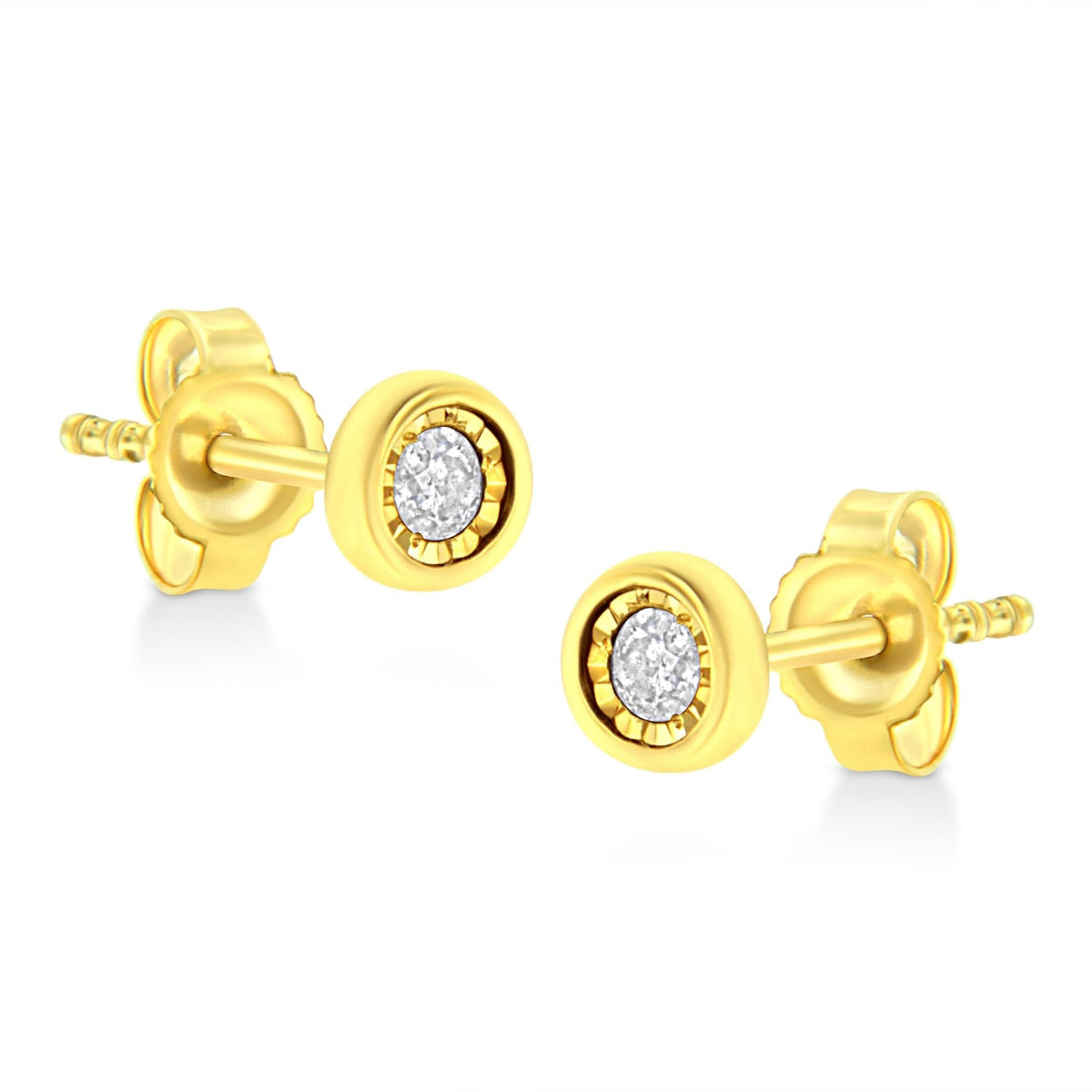 10K Yellow Gold Plated .925 Sterling Silver 1/10 Cttw Miracle-Set Diamond Circle Shape Stud Earrings (K-L Color, I2-I3 Clarity) - LinkagejewelrydesignLinkagejewelrydesign