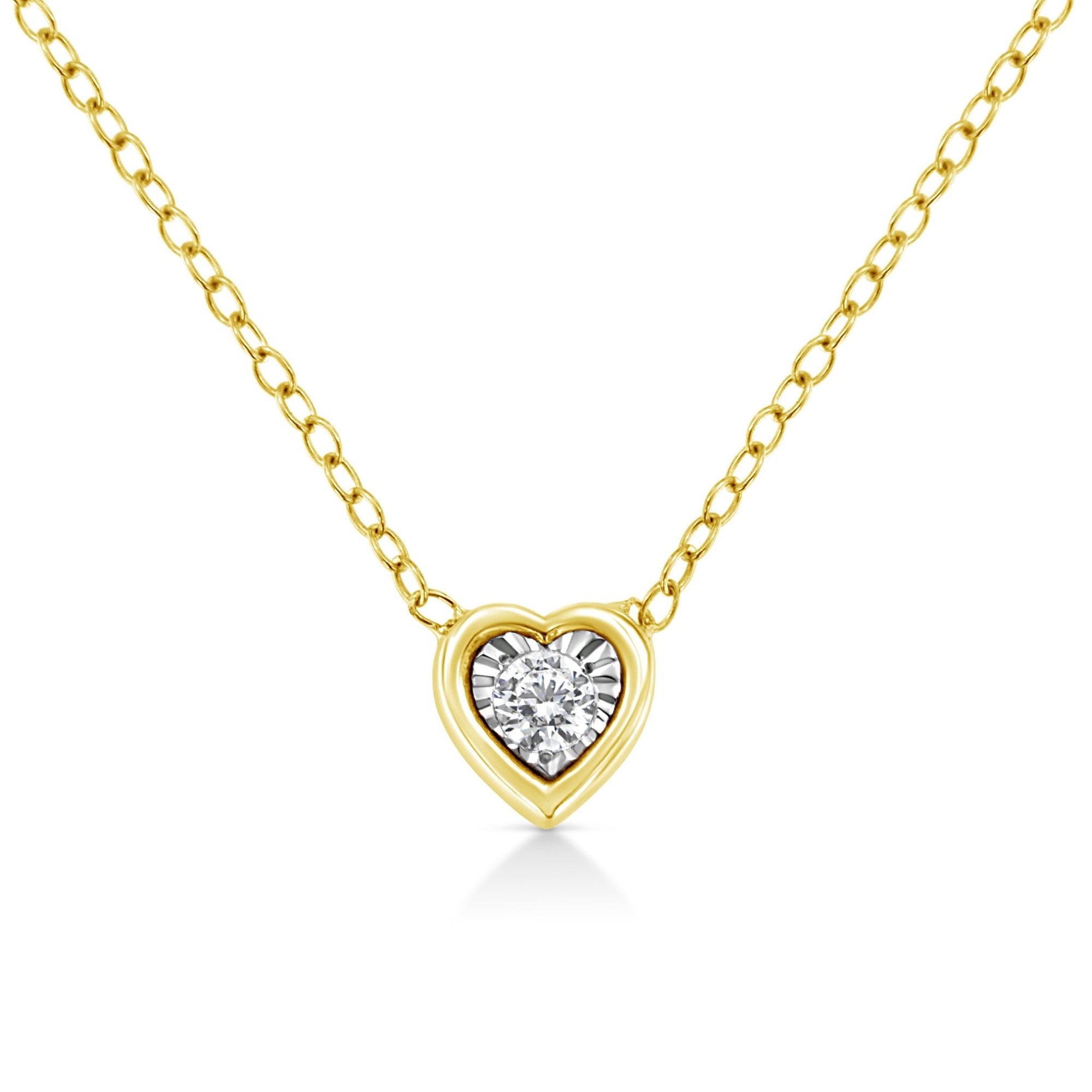 10K Yellow Gold Plated .925 Sterling Silver 1/10 Cttw Miracle Set Round Diamond Square Box Shape 18" Pendant Necklace (K - L Color, I2 - I3 Clarity) - LinkagejewelrydesignLinkagejewelrydesign