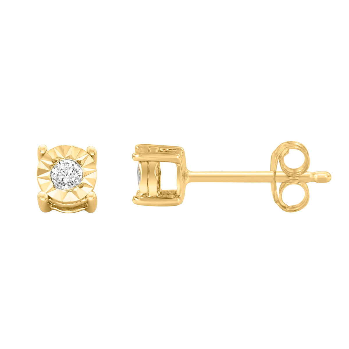 10K Yellow Gold Plated .925 Sterling Silver 1/10 Cttw Round Brilliant-Cut Diamond Miracle-Set Stud Earrings (J-K Color, I3 Clarity) - LinkagejewelrydesignLinkagejewelrydesign