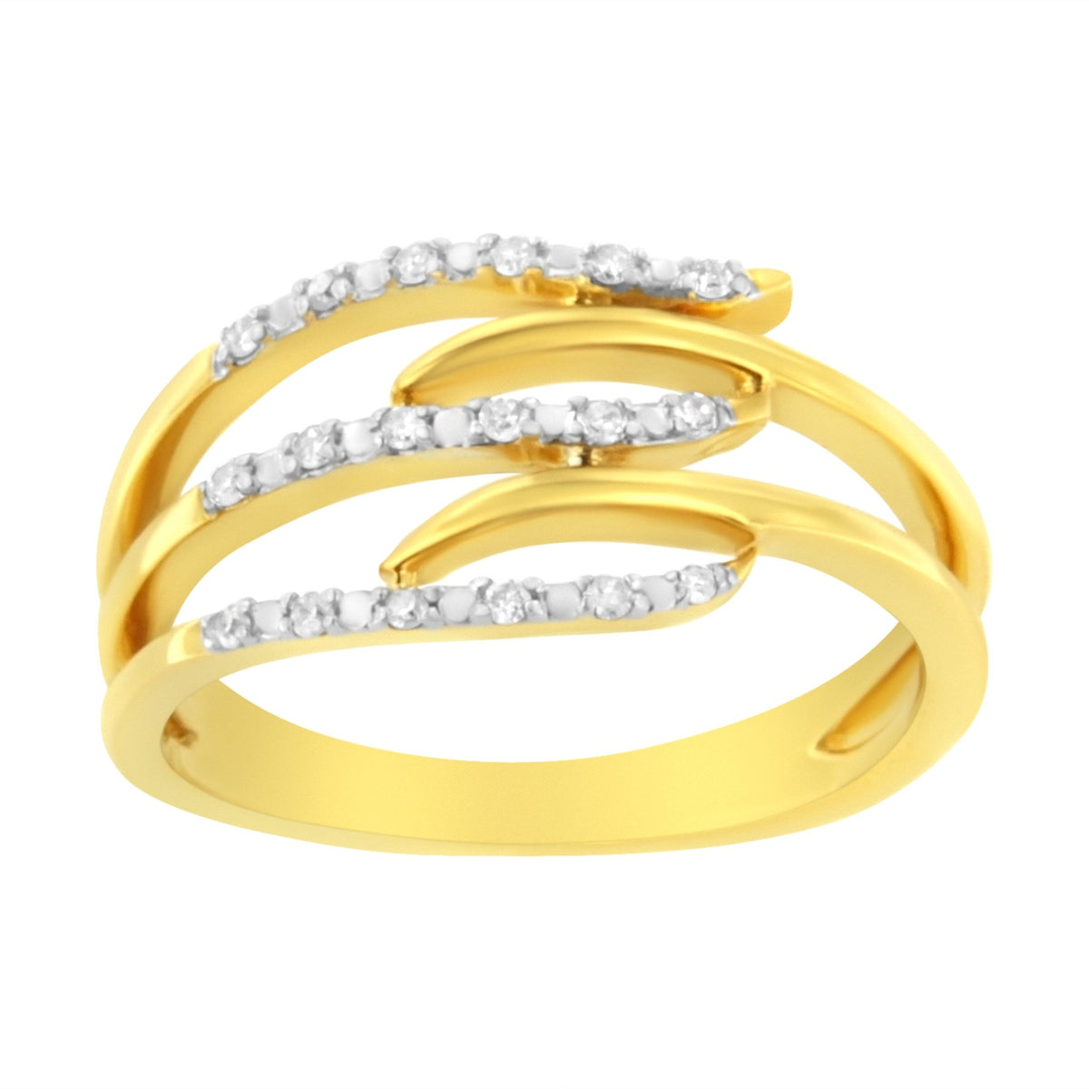 10K Yellow Gold Plated .925 Sterling Silver 1/10 Cttw Round-Cut Diamond Fashion Ring (I-J Color, I1-I2 Clarity) - Size 7 - LinkagejewelrydesignLinkagejewelrydesign