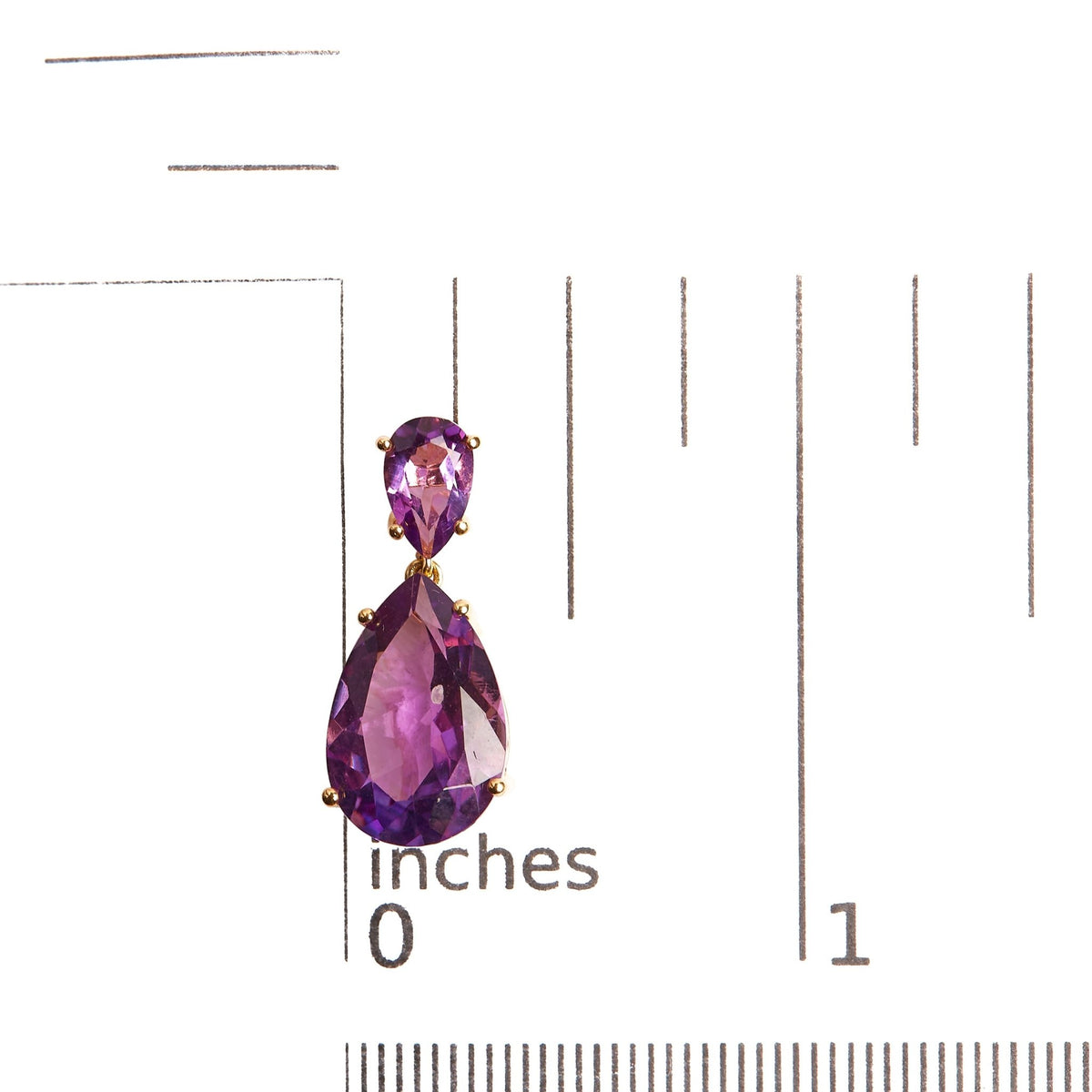 10K Yellow Gold Plated .925 Sterling Silver 12 2/5 Cttw Pear Shaped Purple Brazilian Amethyst Double Dangle and Drop Earring - LinkagejewelrydesignLinkagejewelrydesign