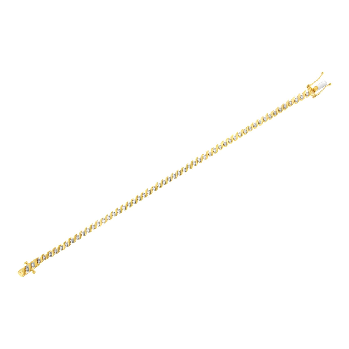 10K Yellow Gold Plated .925 Sterling Silver 1/2 Cttw 2-Prong Set Diamond S Link Tennis Bracelet (I-J Color, I3 Clarity)- 7.25&quot; - LinkagejewelrydesignLinkagejewelrydesign